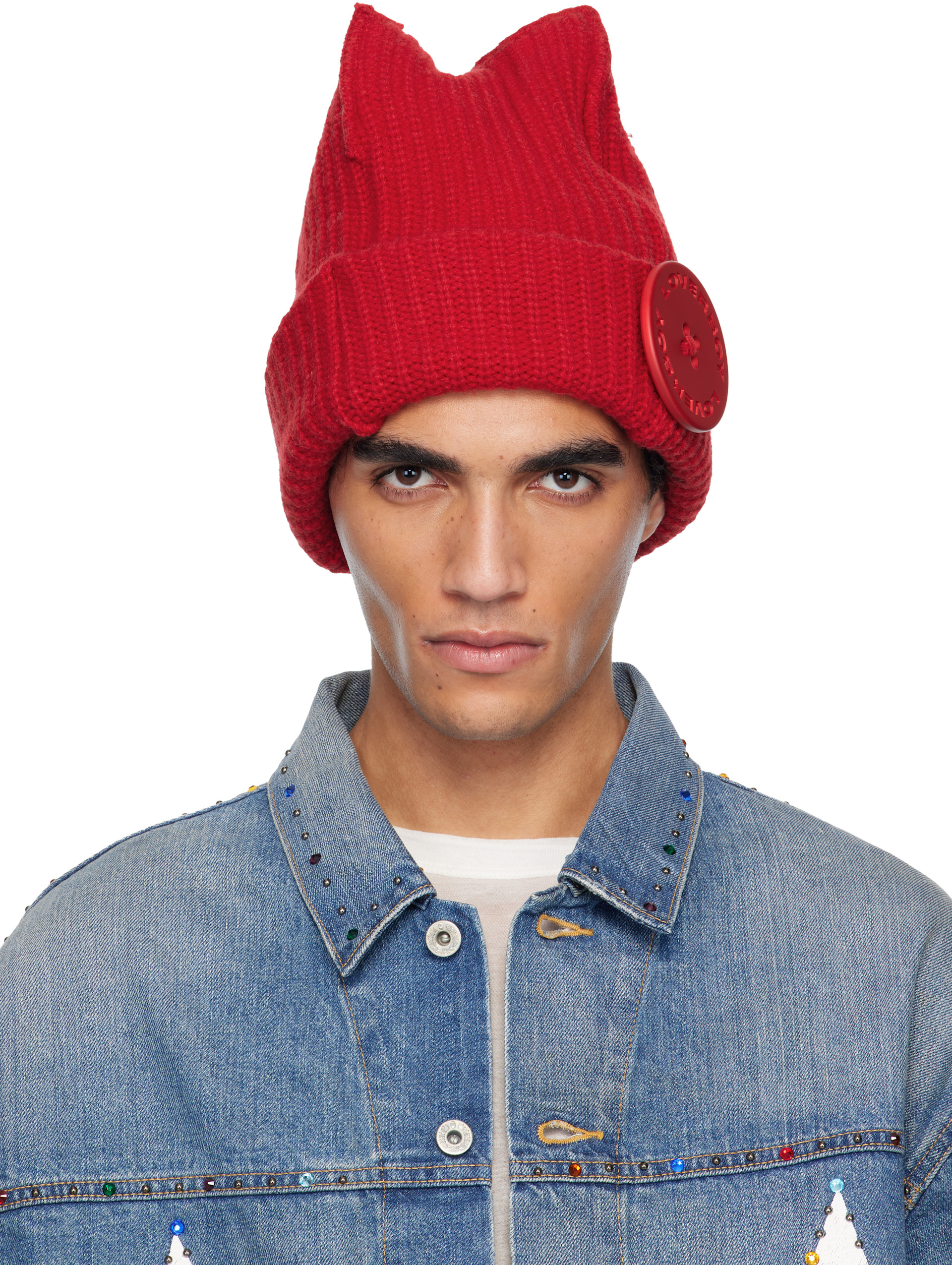 Charles Jeffrey Loverboy ビーニー Charles Jeffrey LOVERBOY: レッド Box ビーニー | SSENSE 日本