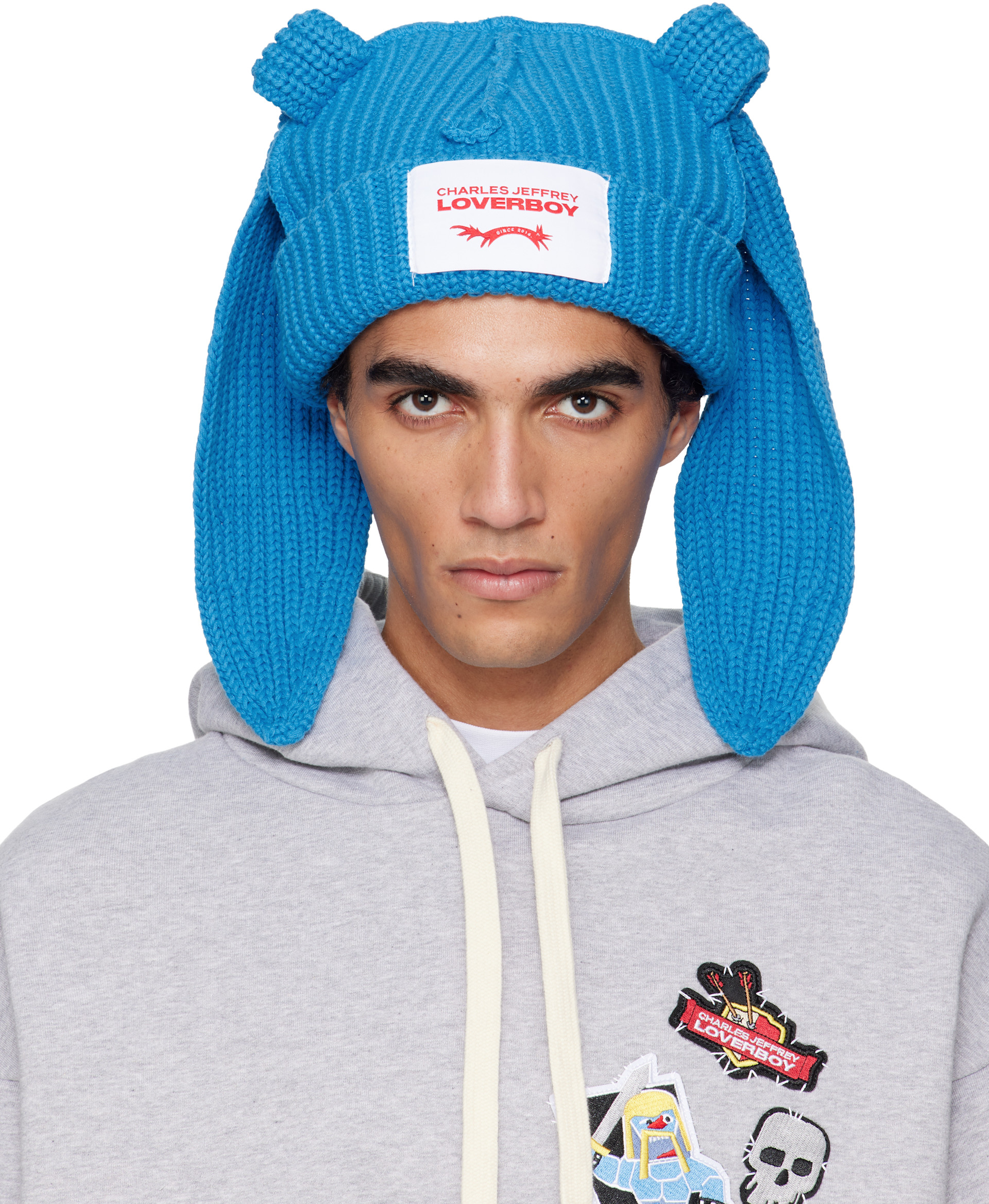 Charles Jeffrey LOVERBOY: Blue Chunky Rabbit Beanie | SSENSE