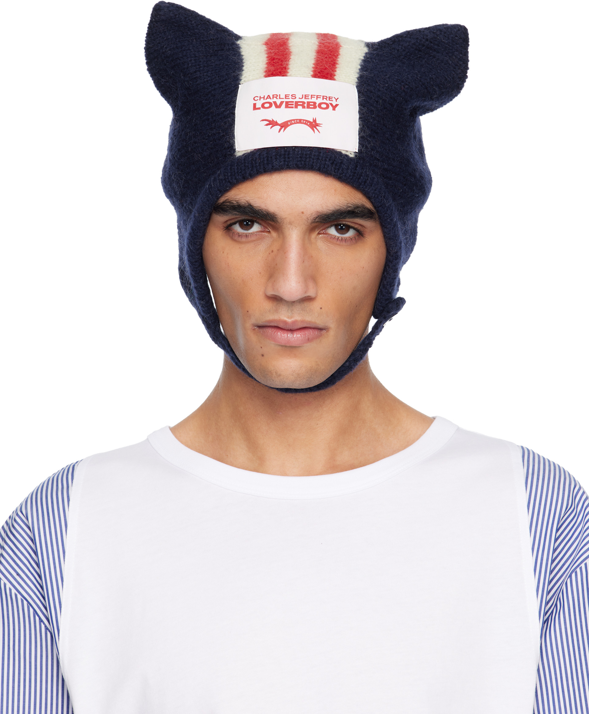 Charles Jeffrey LOVERBOY: Navy Ears Bonnet Beanie | SSENSE Denmark