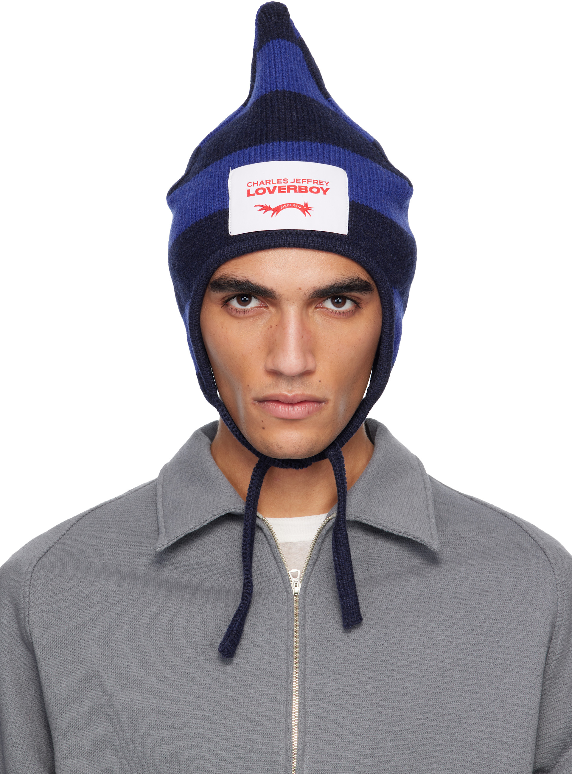 Charles Jeffrey LOVERBOY: Blue Spike Bonnet Beanie | SSENSE