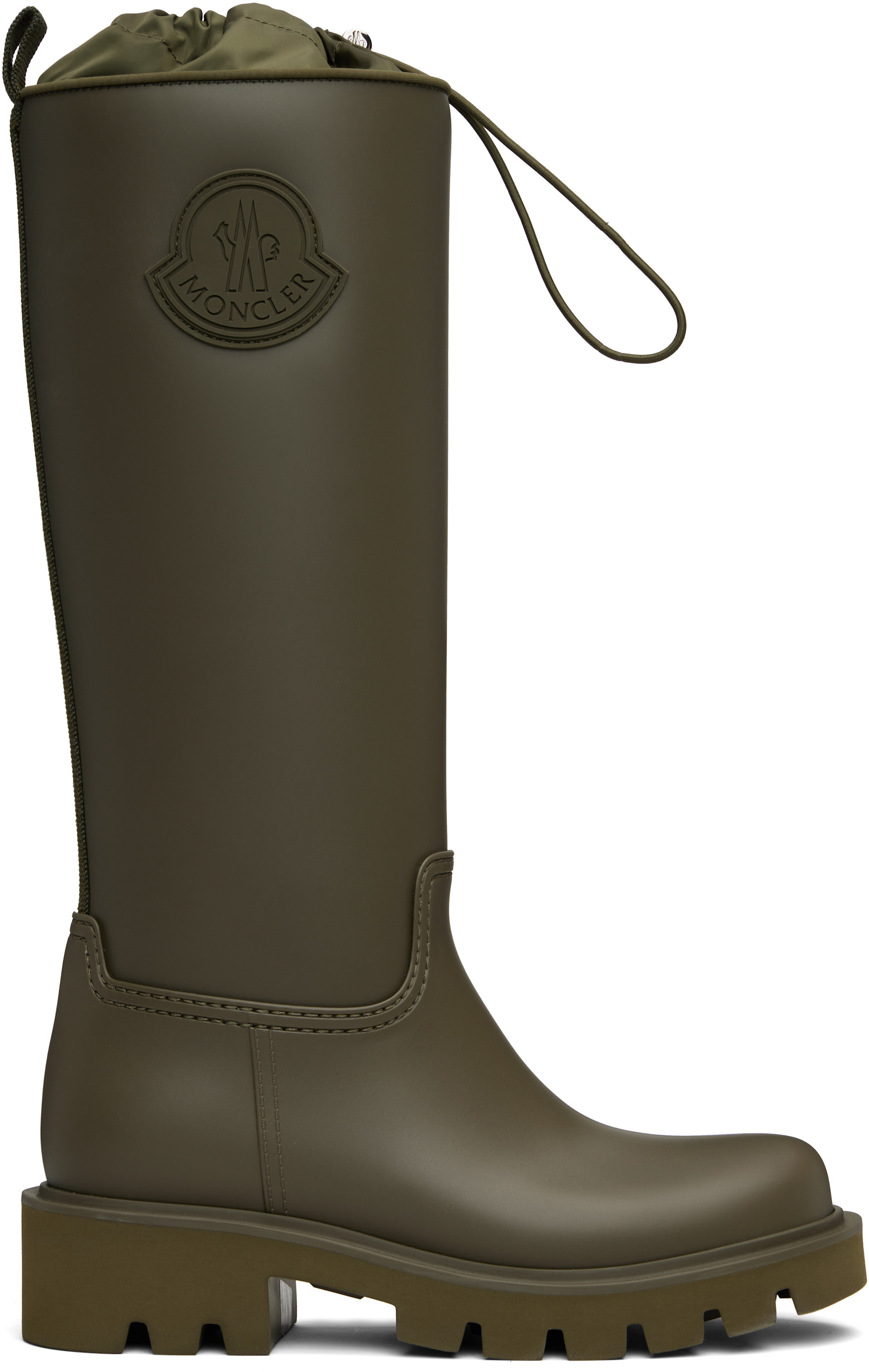 MONCLER メンズ レインブーツ 41 Moncler: Khaki Kickstream High Rain Tall Boots | SSENSE