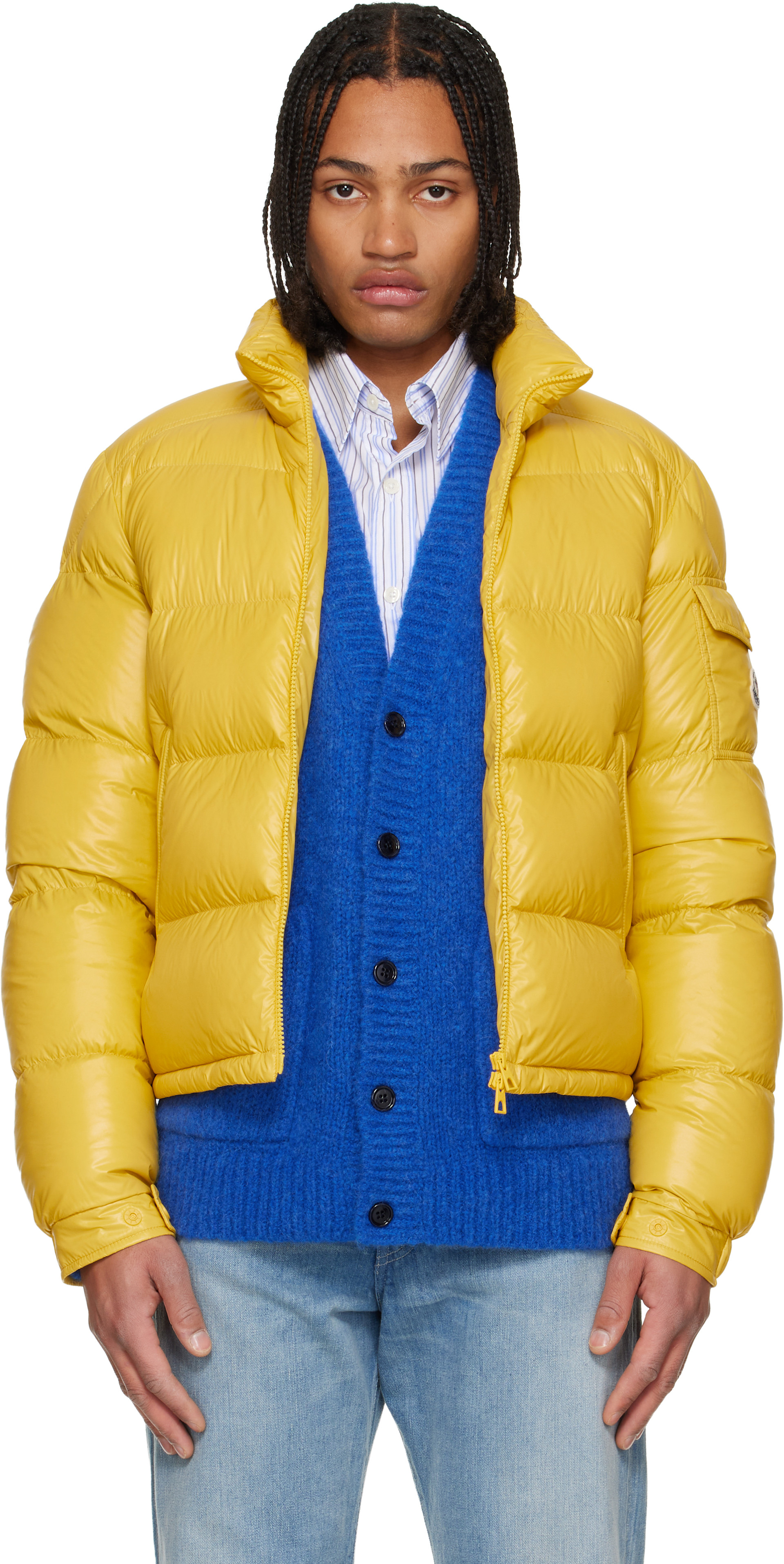 Moncler: Yellow Levitha Short Down Jacket | SSENSE