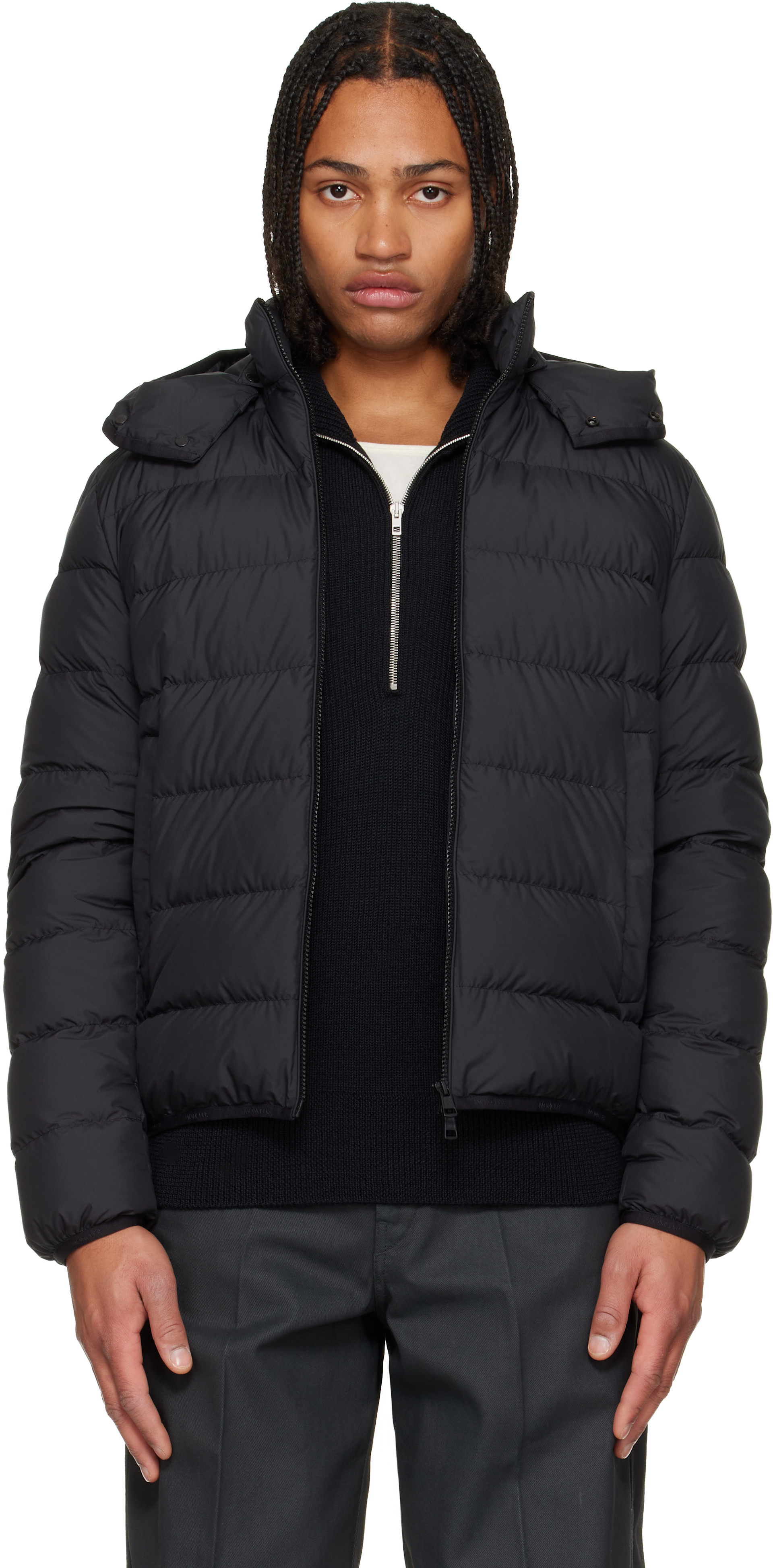 MONCLER ブラック ダウンジャケット フード付き Moncler: ブラック Montbrocq フード ショート ダウンジャケット