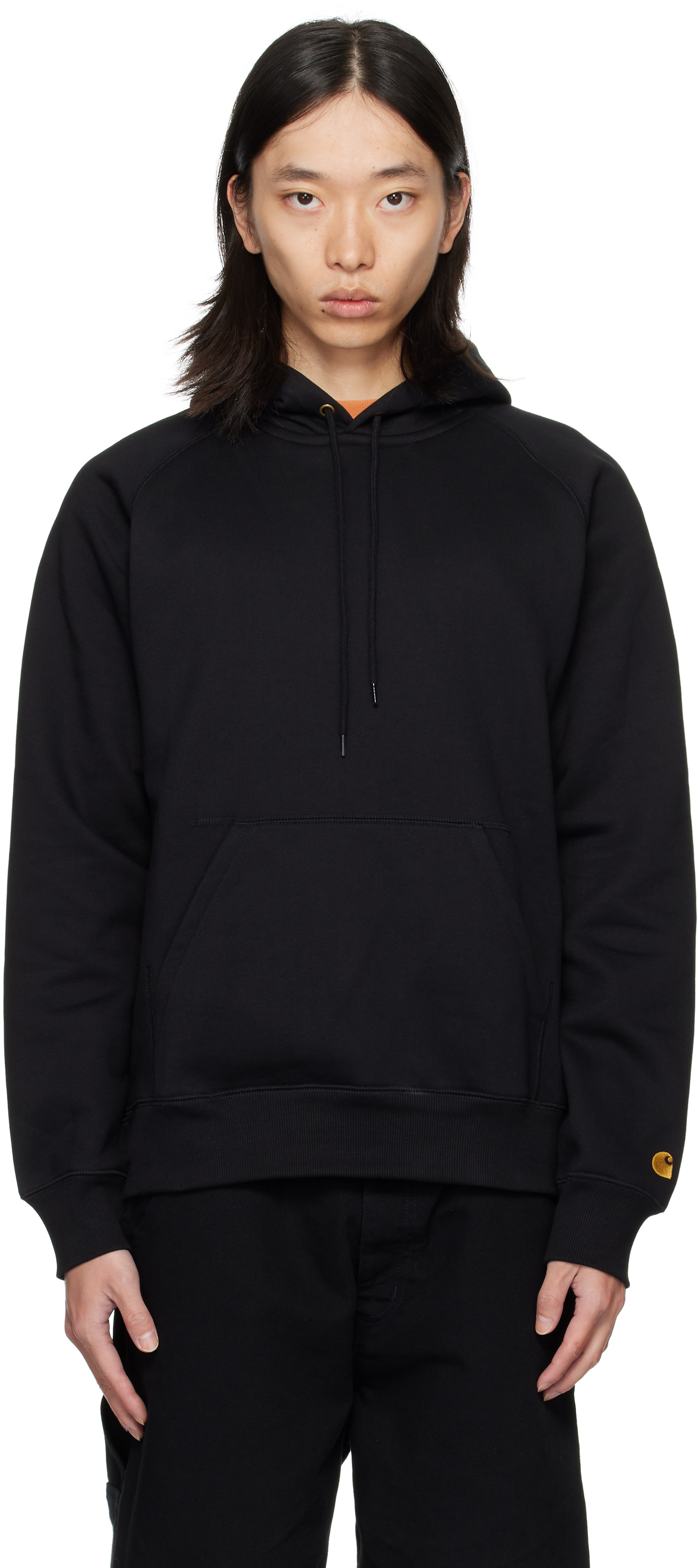 Carhartt Work In Progress: Black Chase Hoodie | SSENSE Carhartt Work In Progress: Black Chase Hoodie | SSENSE