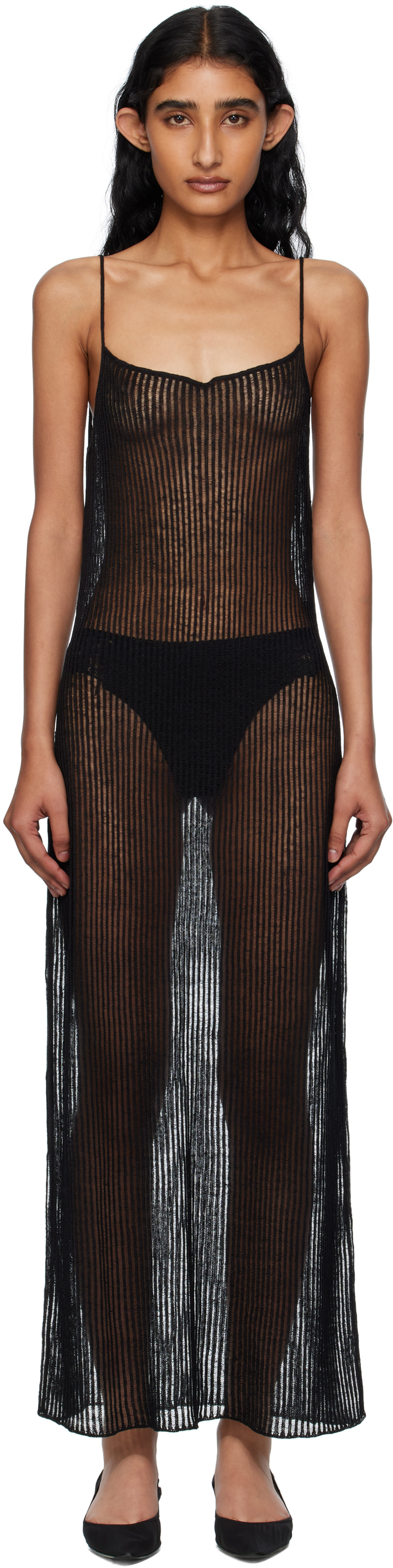 The Frankie Shop: Black Sienna Semi Sheer Ribbed Maxi Dress | SSENSE China The Frankie Shop: Black Sienna Semi Sheer Ribbed Maxi Dress | SSENSE China