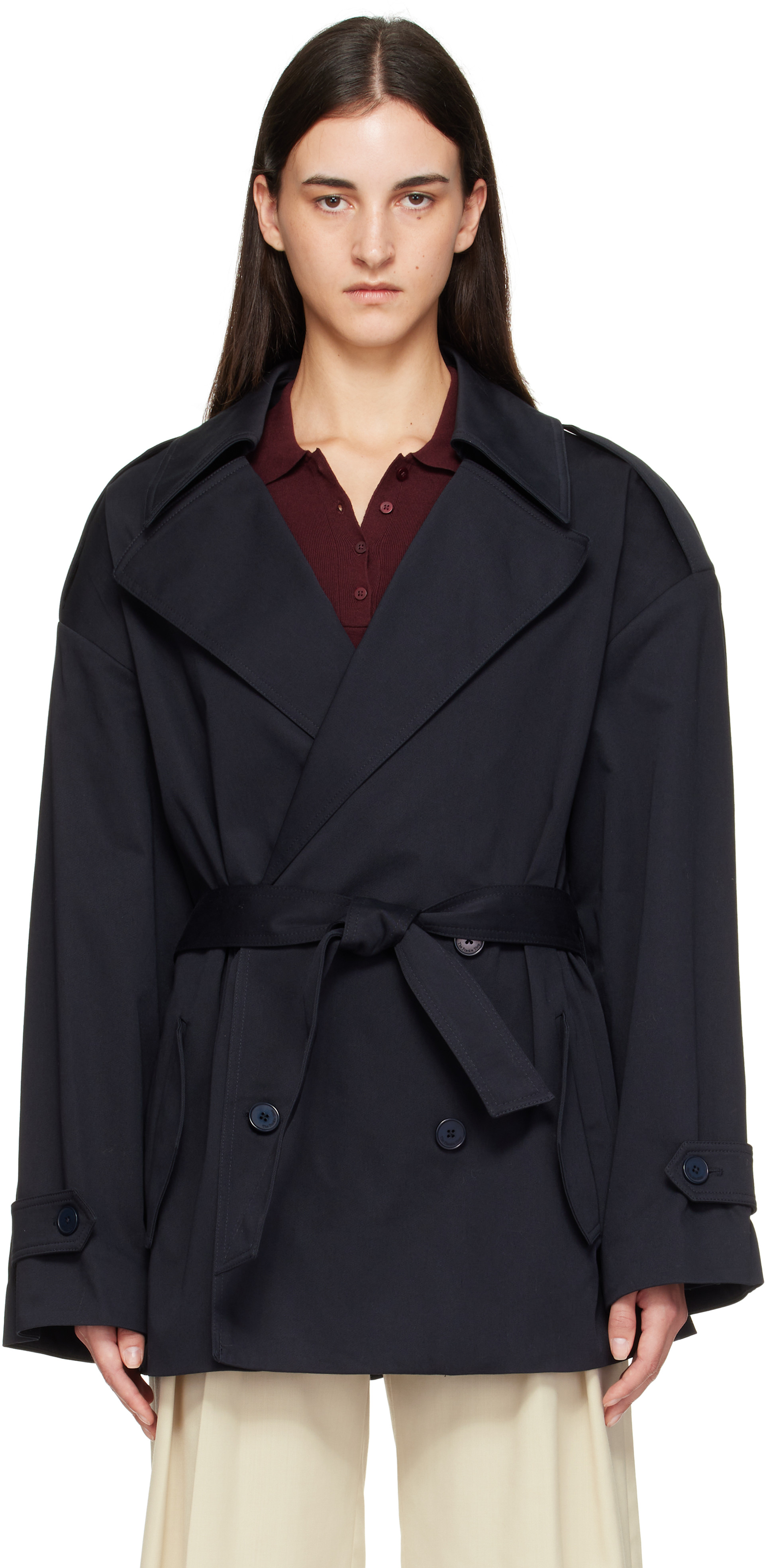 アパルトモン2023SS SHORT TRENCH COAT haki-crop-fit-erkek-trenckot-