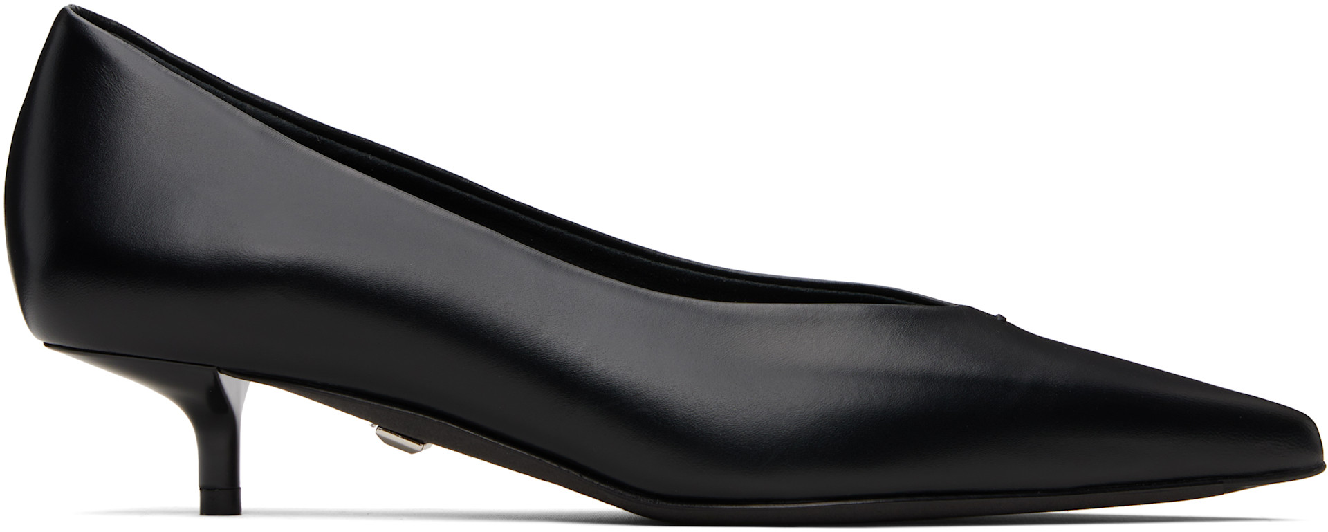 Max Mara 黒 エナメル ハイヒール Max Mara: Black Kitten Pump Heels | SSENSE Canada