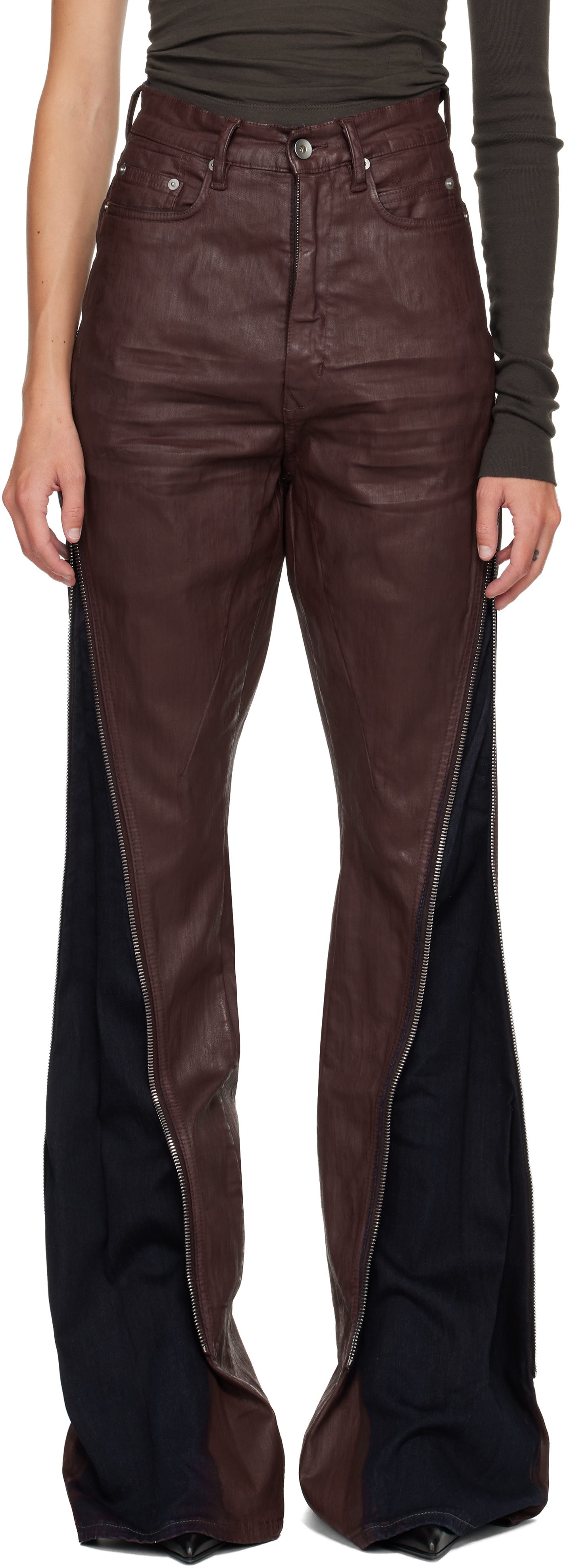 Rick Owens DRKSHDW: バーガンディ Concordians Bolan Banana ジーンズ