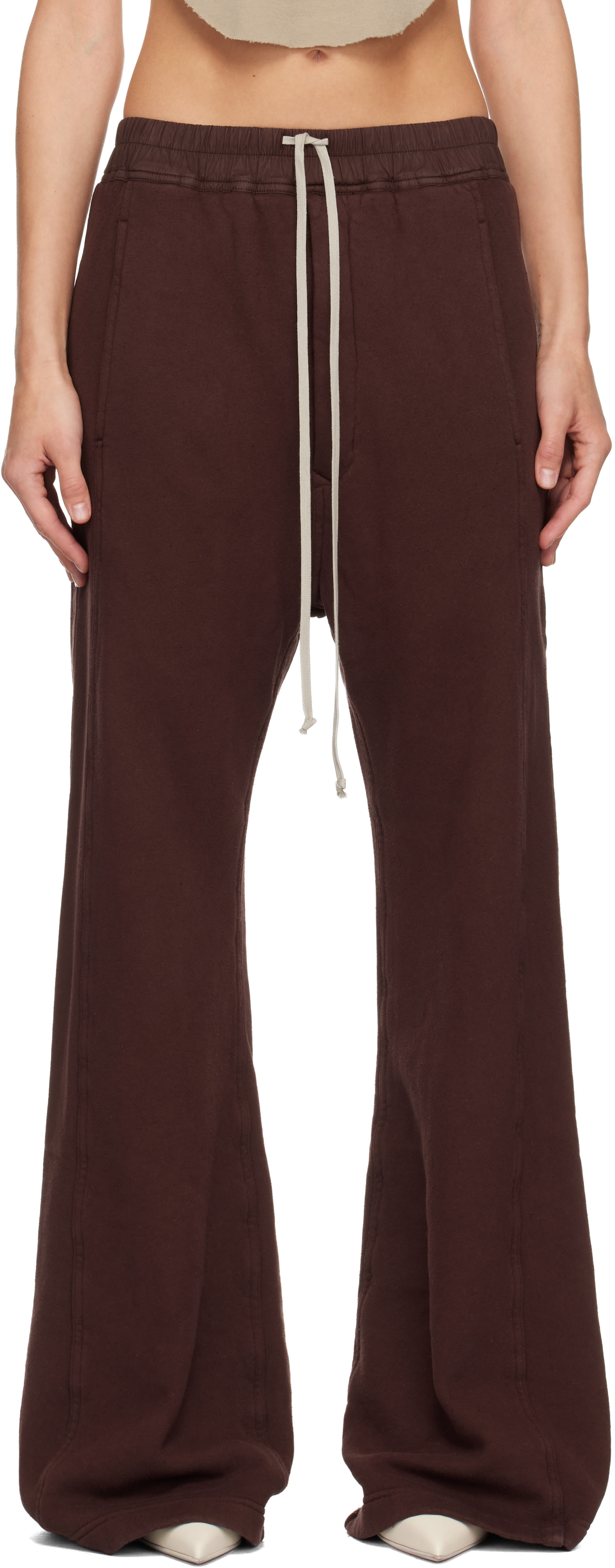 Rick Owens DRKSHDW: Burgundy Concordians Pusher Lounge Pants | SSENSE