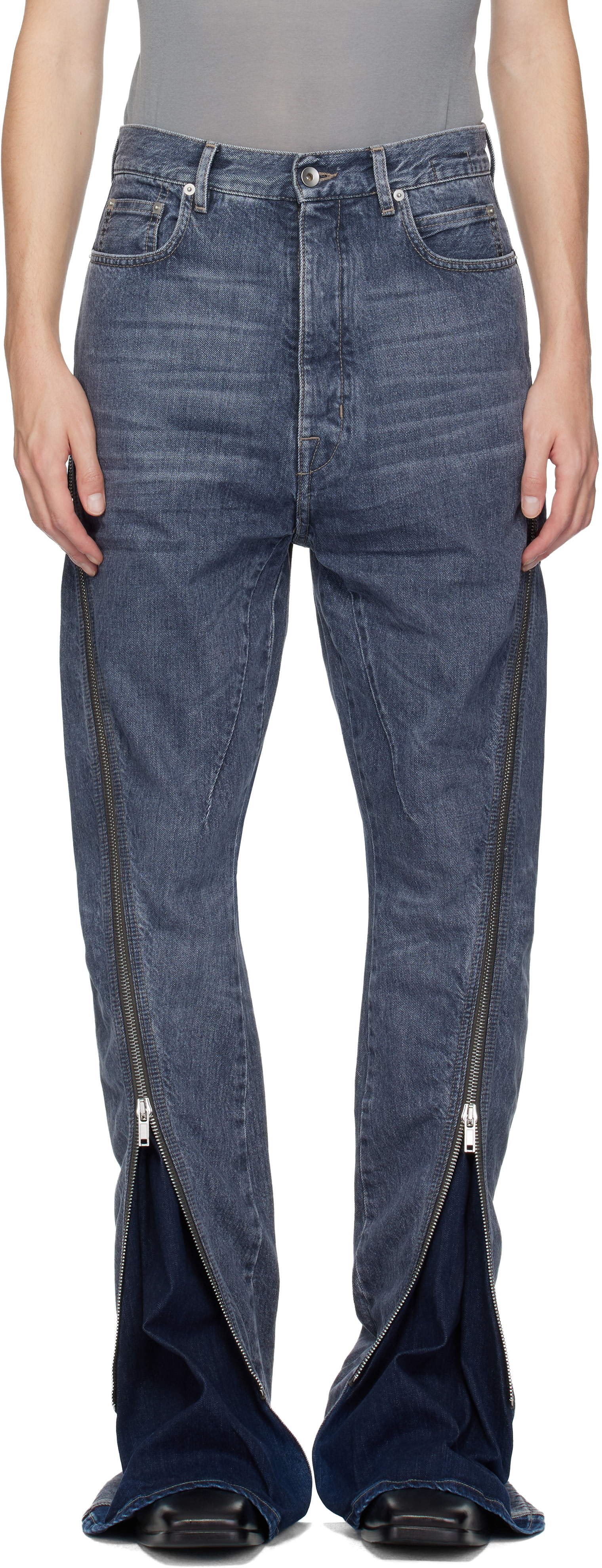 Rick Owens DRKSHDW: Blue Concordians Bolan Banana Jeans | SSENSE