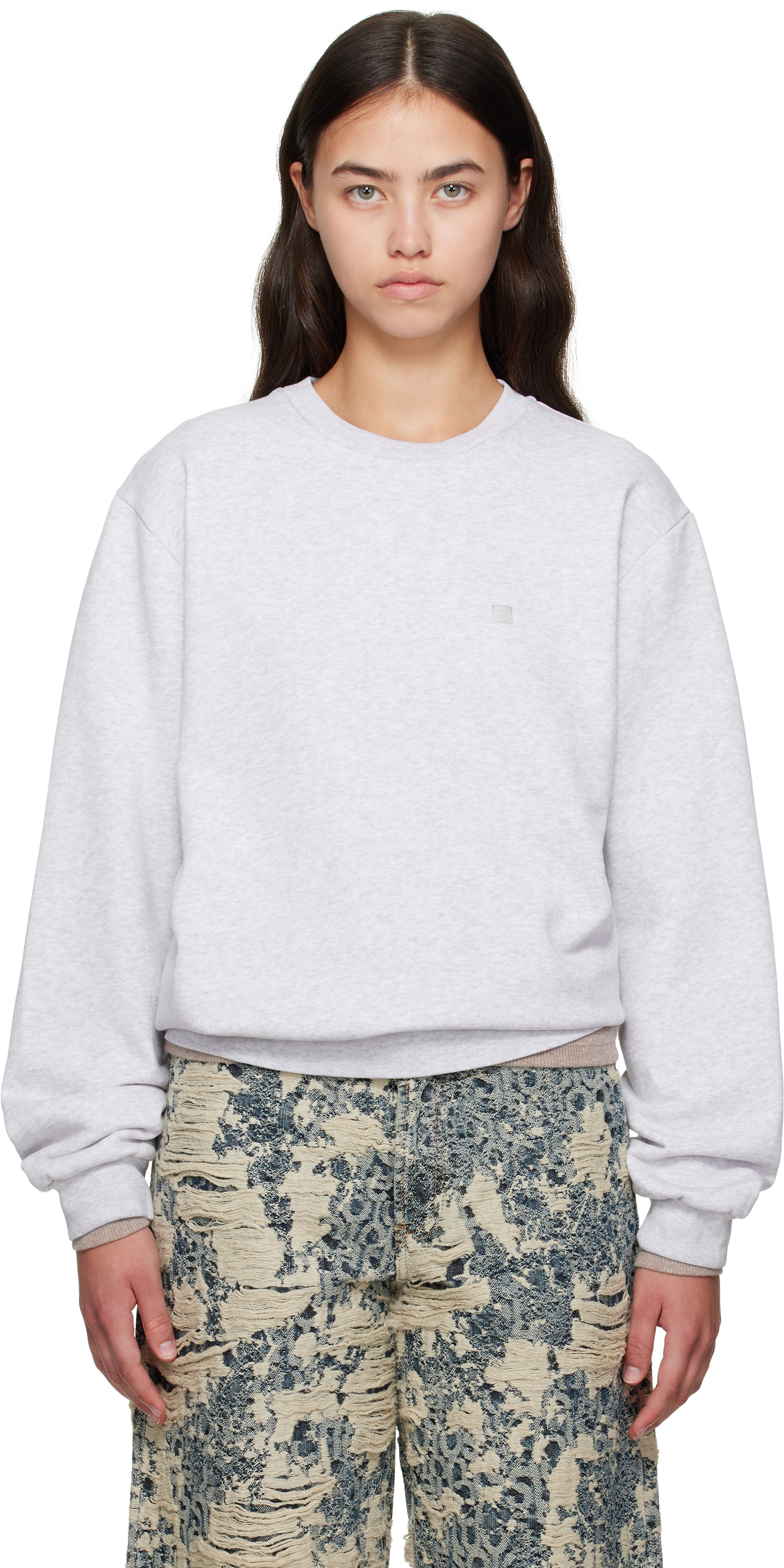 Acne Studios: Gray Crew Neck Fleece Sweatshirt | SSENSE