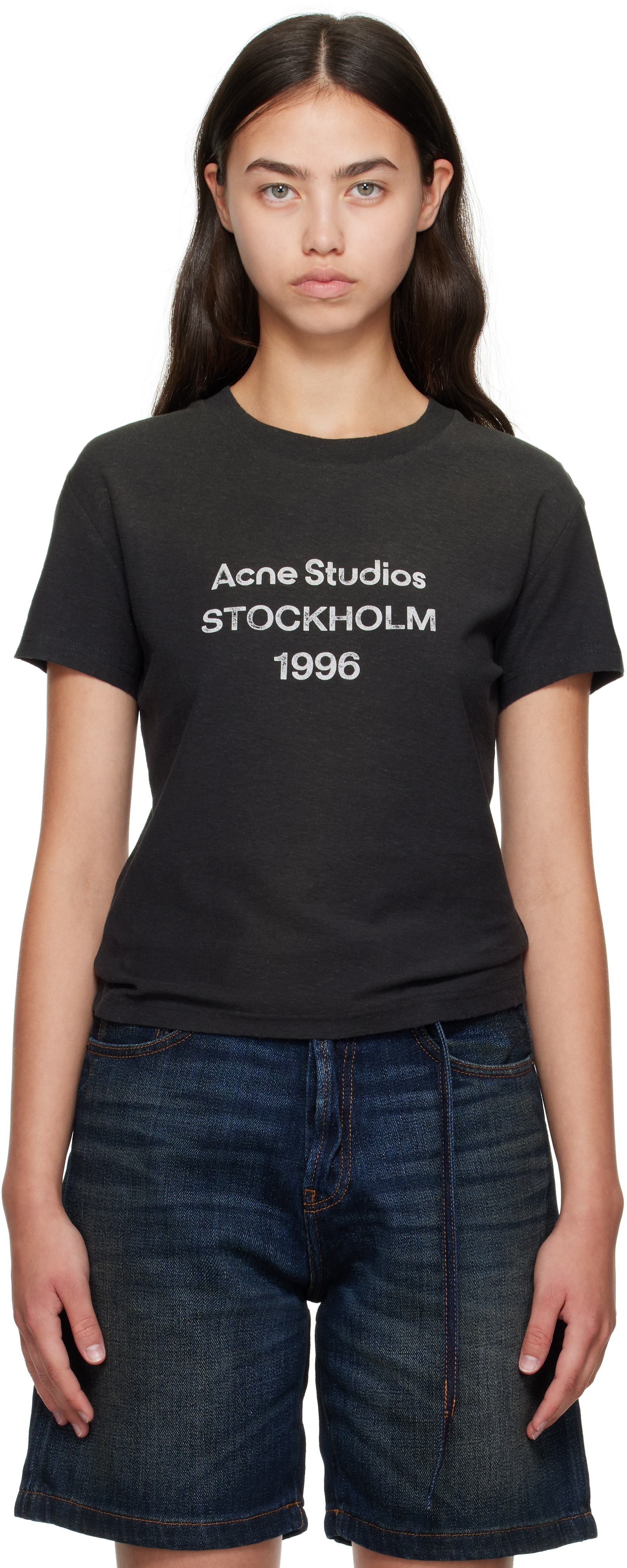 Acne Studios: Black Logo T-shirt | SSENSE