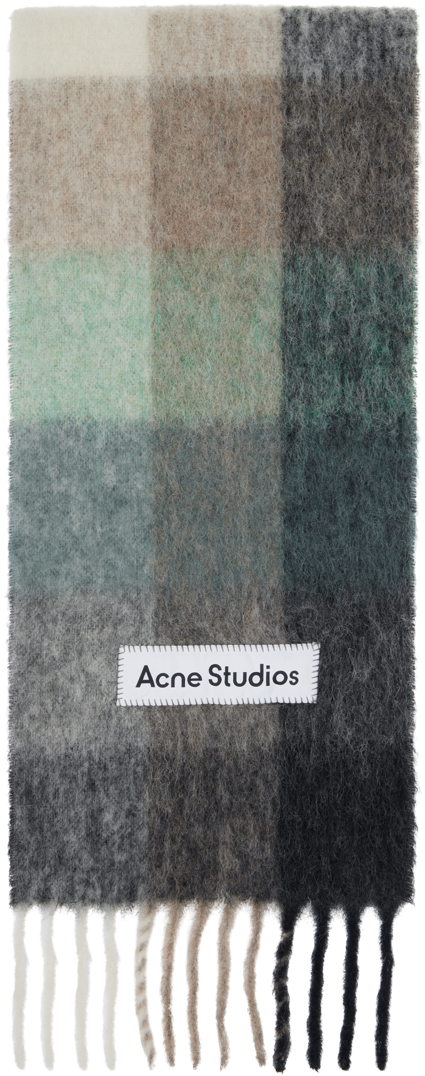 Acne Studios: マルチカラー モヘア チェック マフラー | SSENSE 日本
