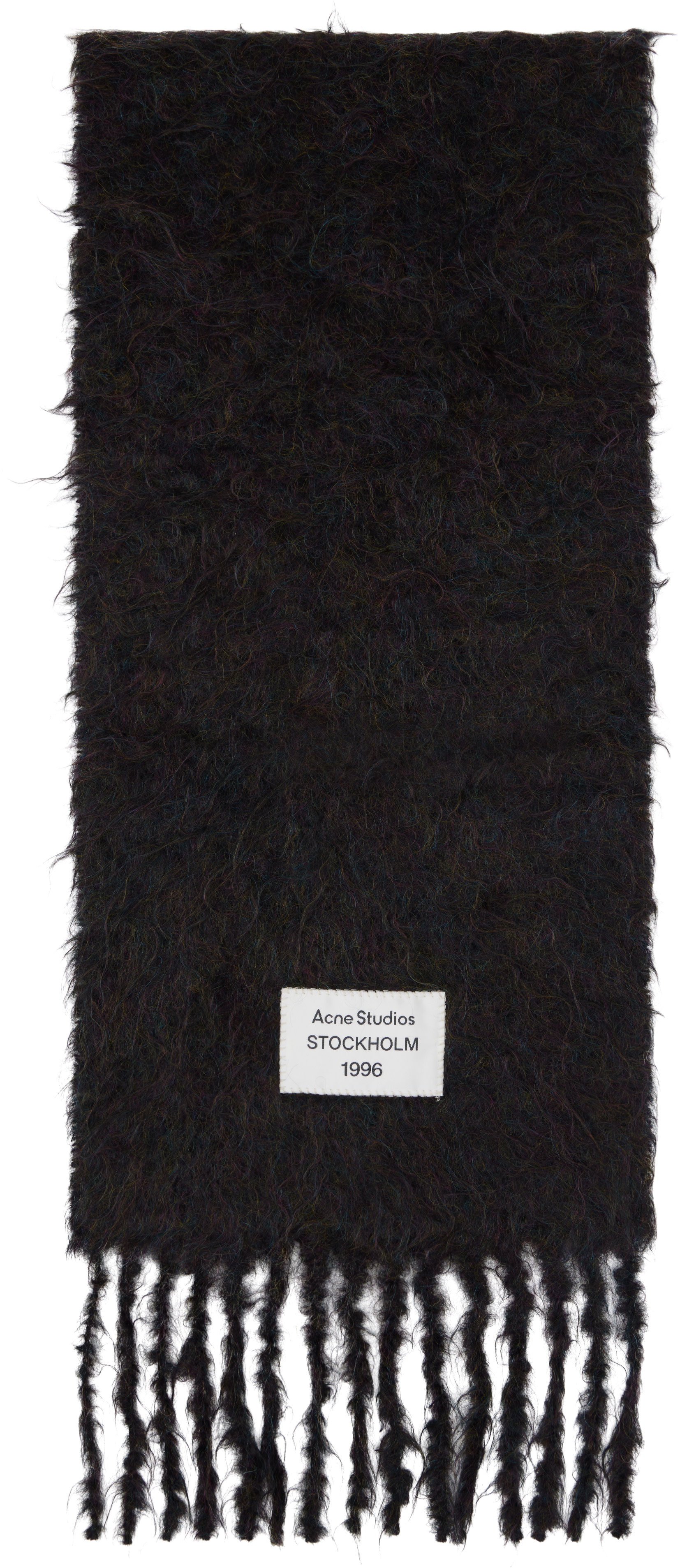 Acne Studios: ブラック ロゴ ウール マフラー | SSENSE 日本
