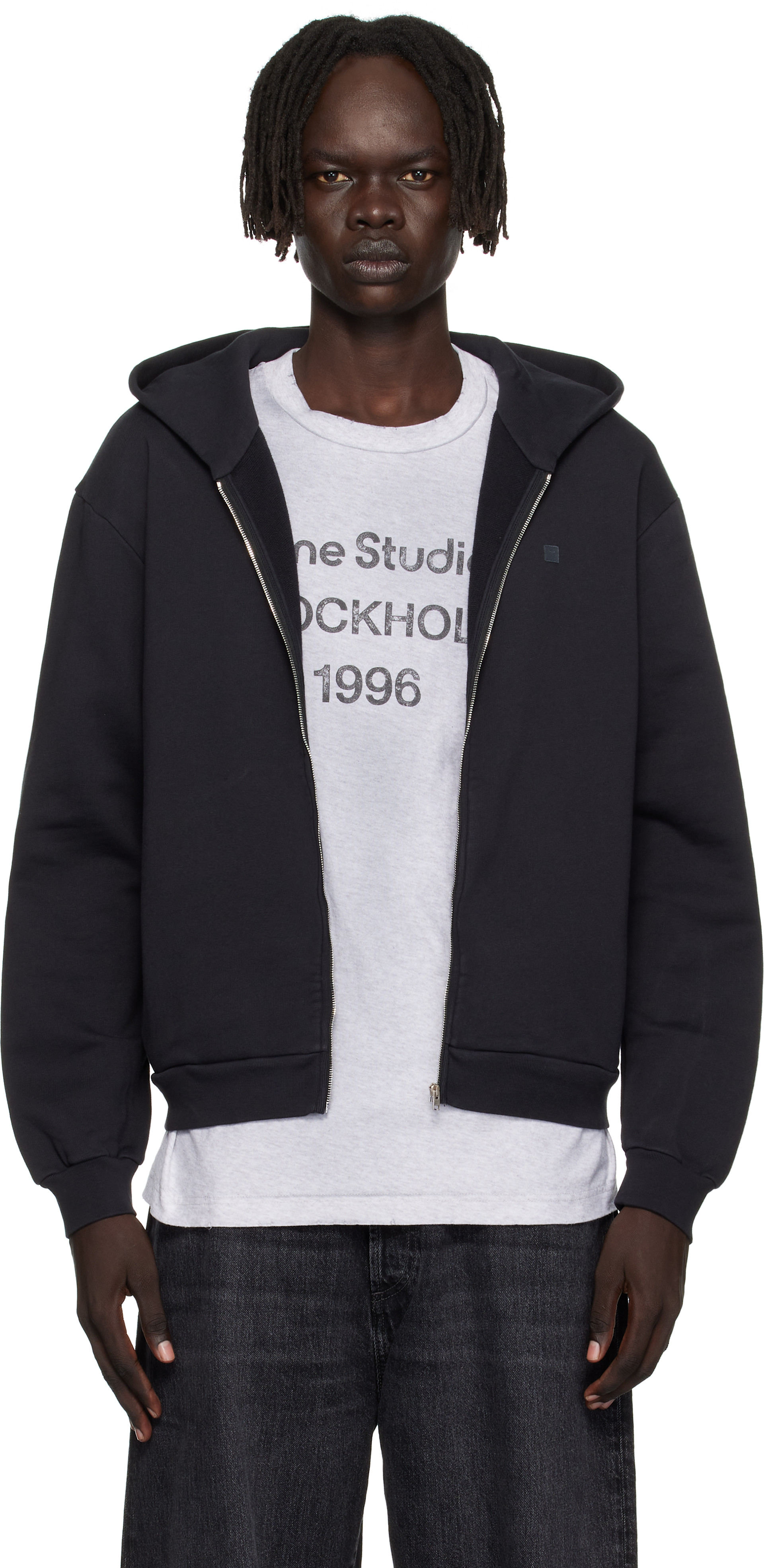 Acne studios 黒 パーカー メンズ S Acne Studios: Black Zipper Hoodie | SSENSE