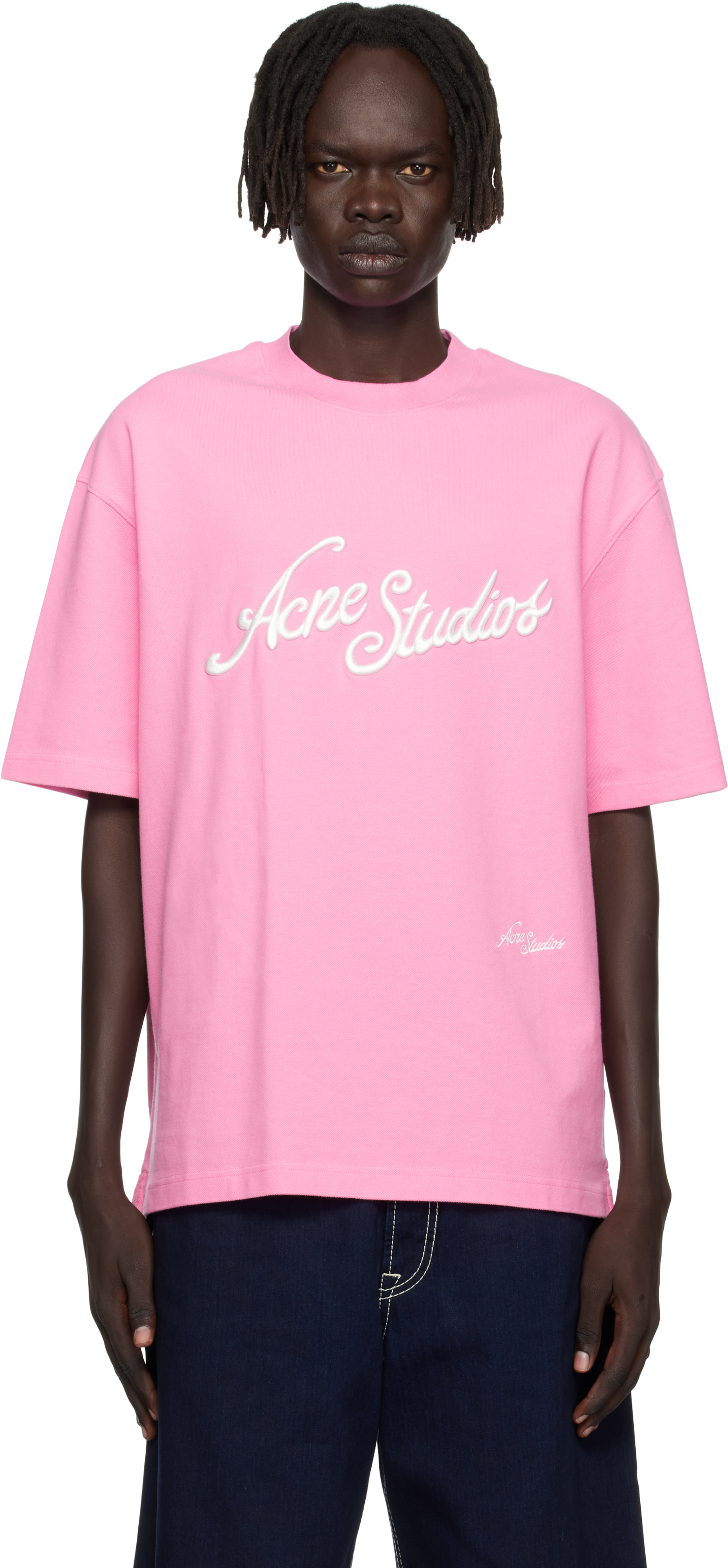 rola　Acne Studios ロゴTシャツ 2018 ピンクロゴ Acne Studios: ピンク ロゴ リラックスフィット Tシャツ | SSENSE 日本