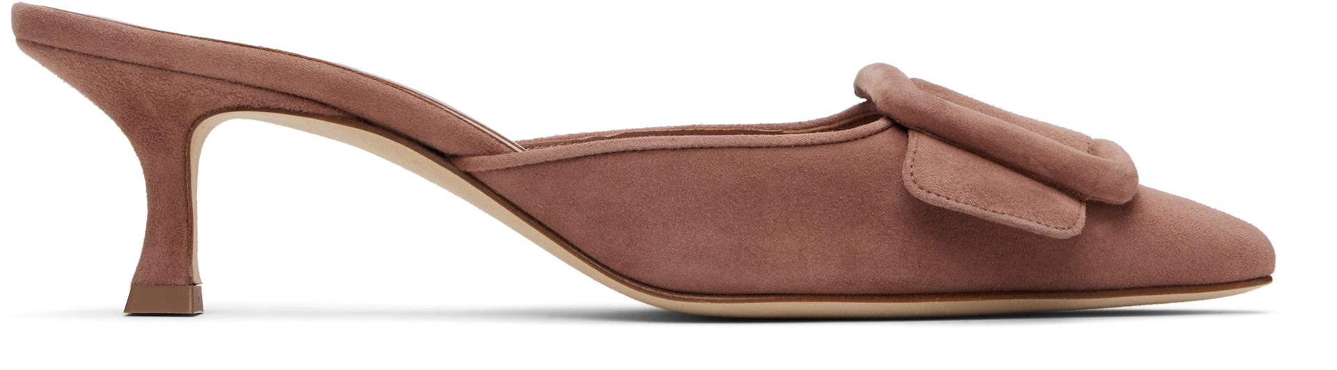 MANOLO BLAHNIK ミュール　38 スエード Manolo Blahnik: Pink Maysale Heeled Sandals | SSENSE