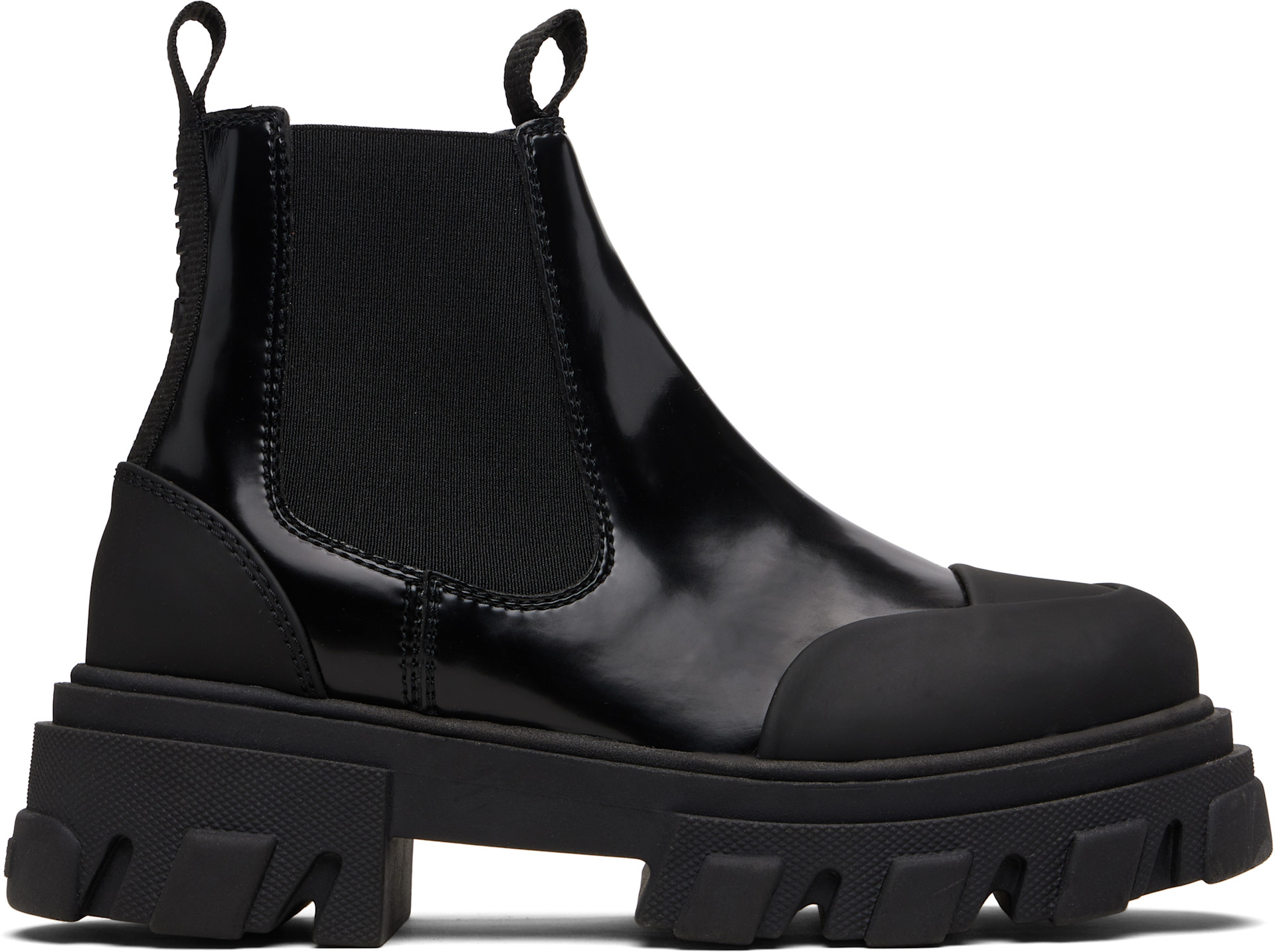 GANNI: Black Cleated Low Chelsea Boots | SSENSE