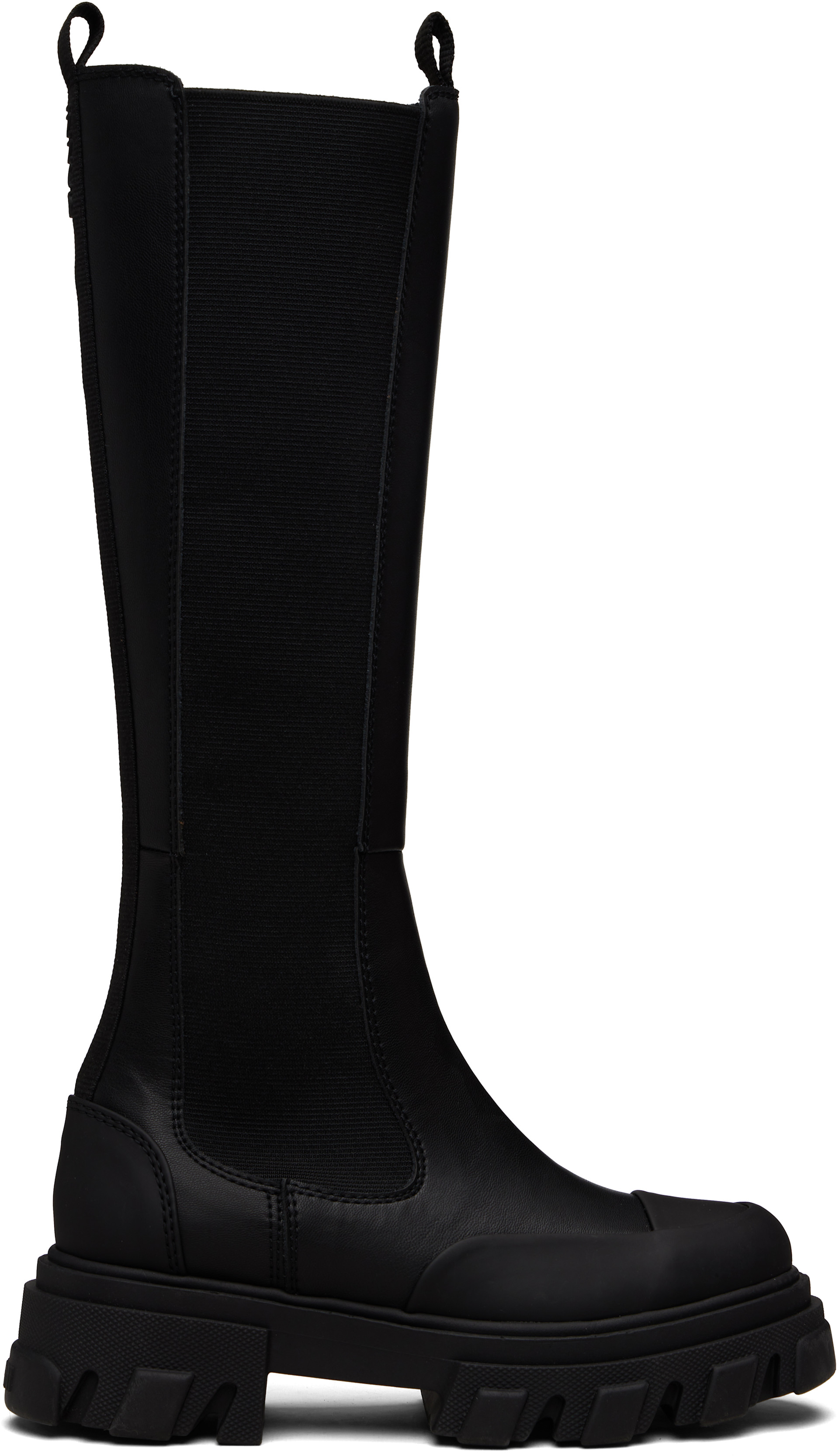 GANNI: ブラック Cleated Tall チェルシーブーツ | SSENSE 日本