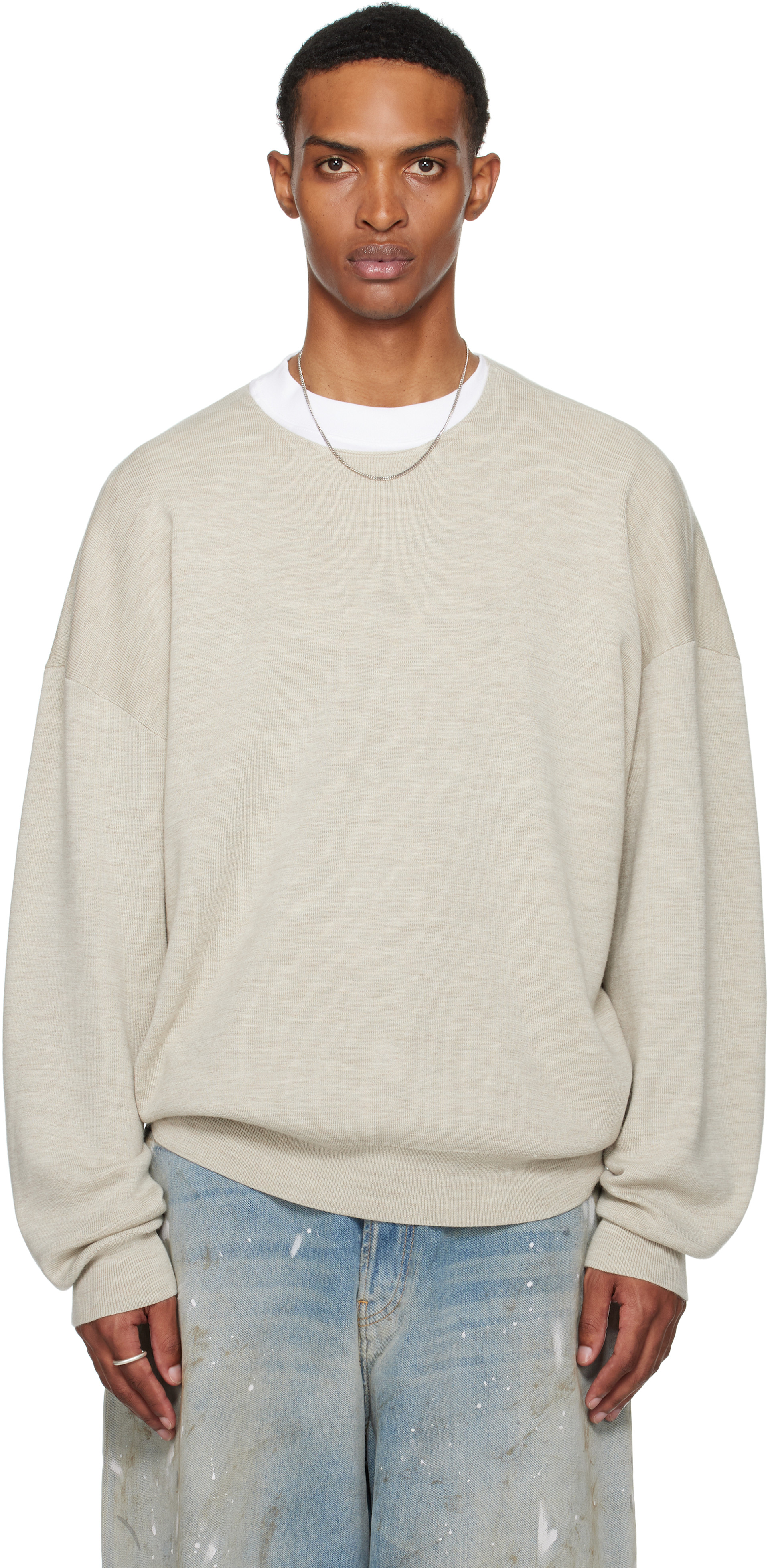 Fear of God ESSENTIALS: ベージュ メリノ 長袖 クルーネックセーター