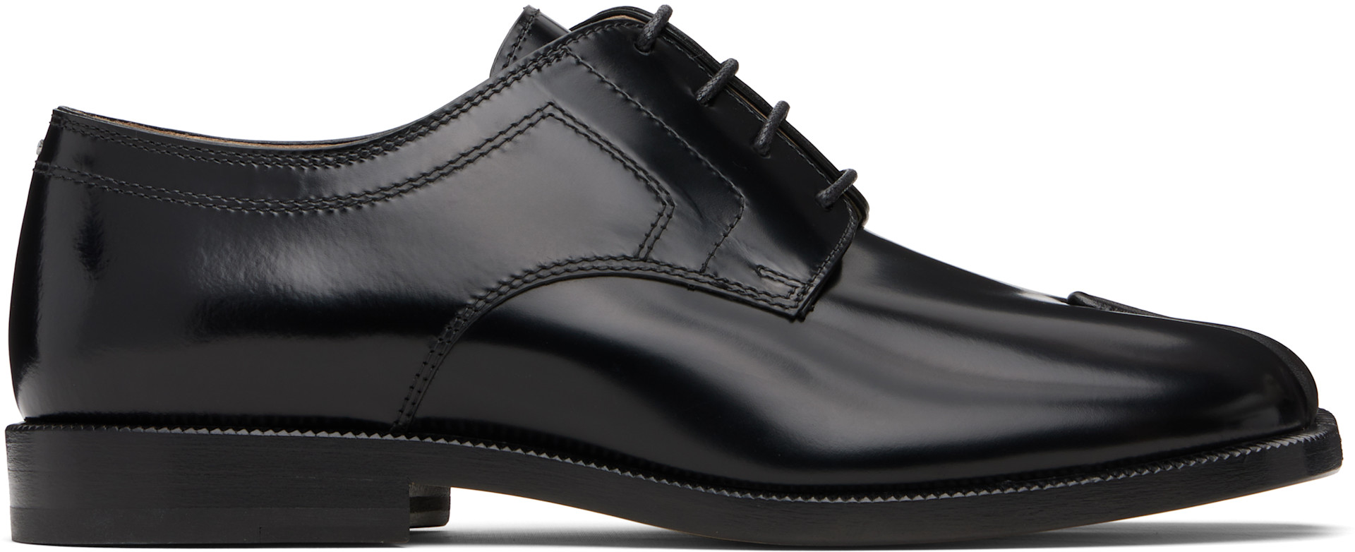 Maison Margiela: Black Tabi Leather Derbys | SSENSE