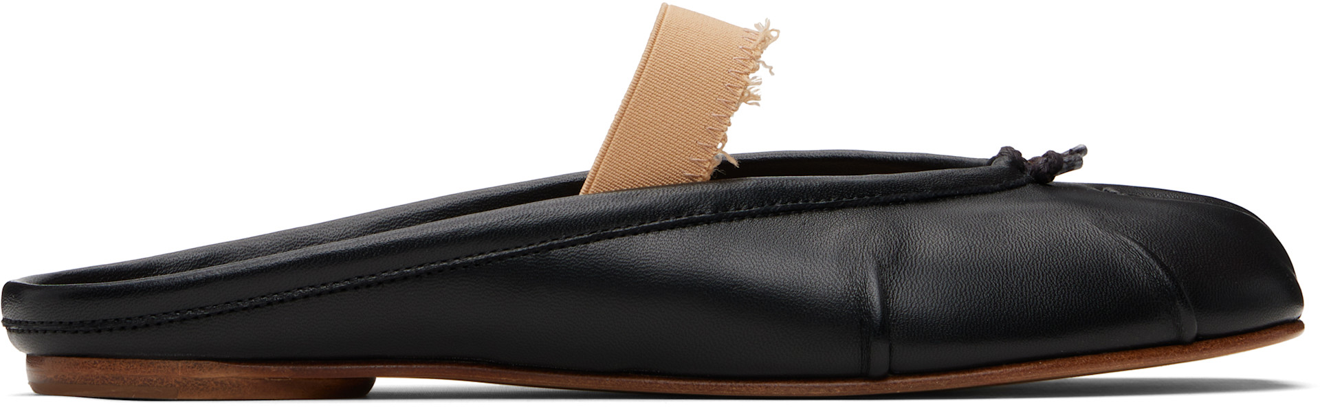 Maison Margiela: Black Tabi Elastic Band Mules | SSENSE