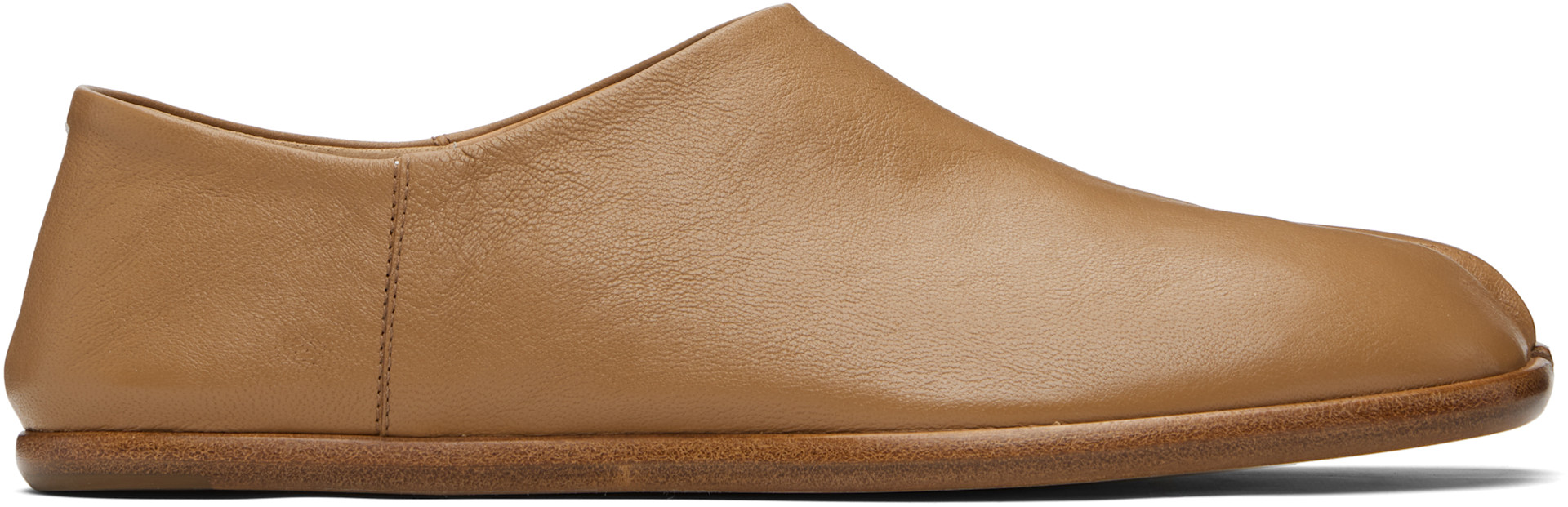 Maison Margiela: Tan Tabi Babouches Loafers | SSENSE Canada