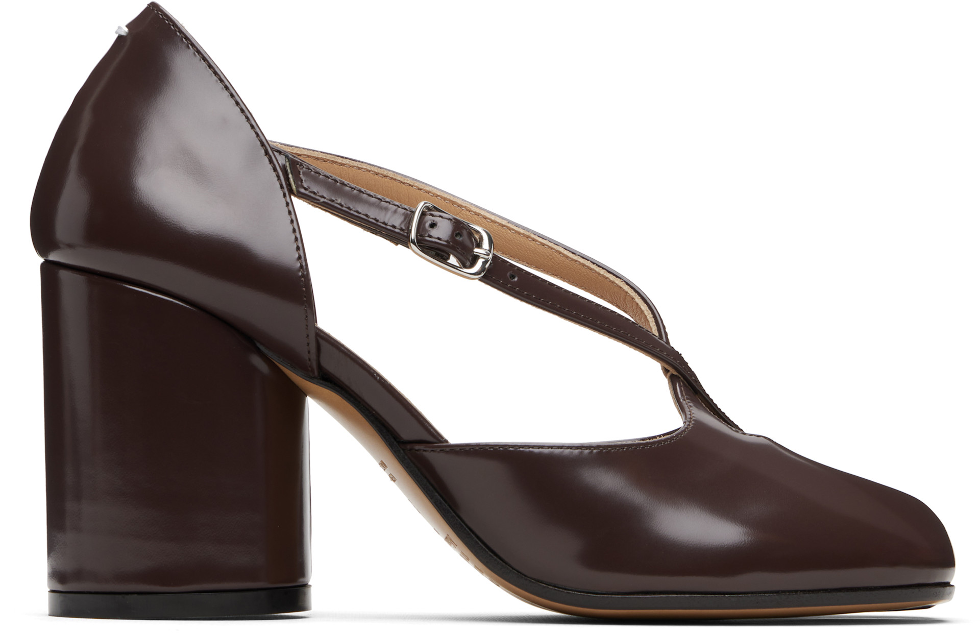 Maison Margiela: Brown Tabi Décolleté Heeled Sandals | SSENSE