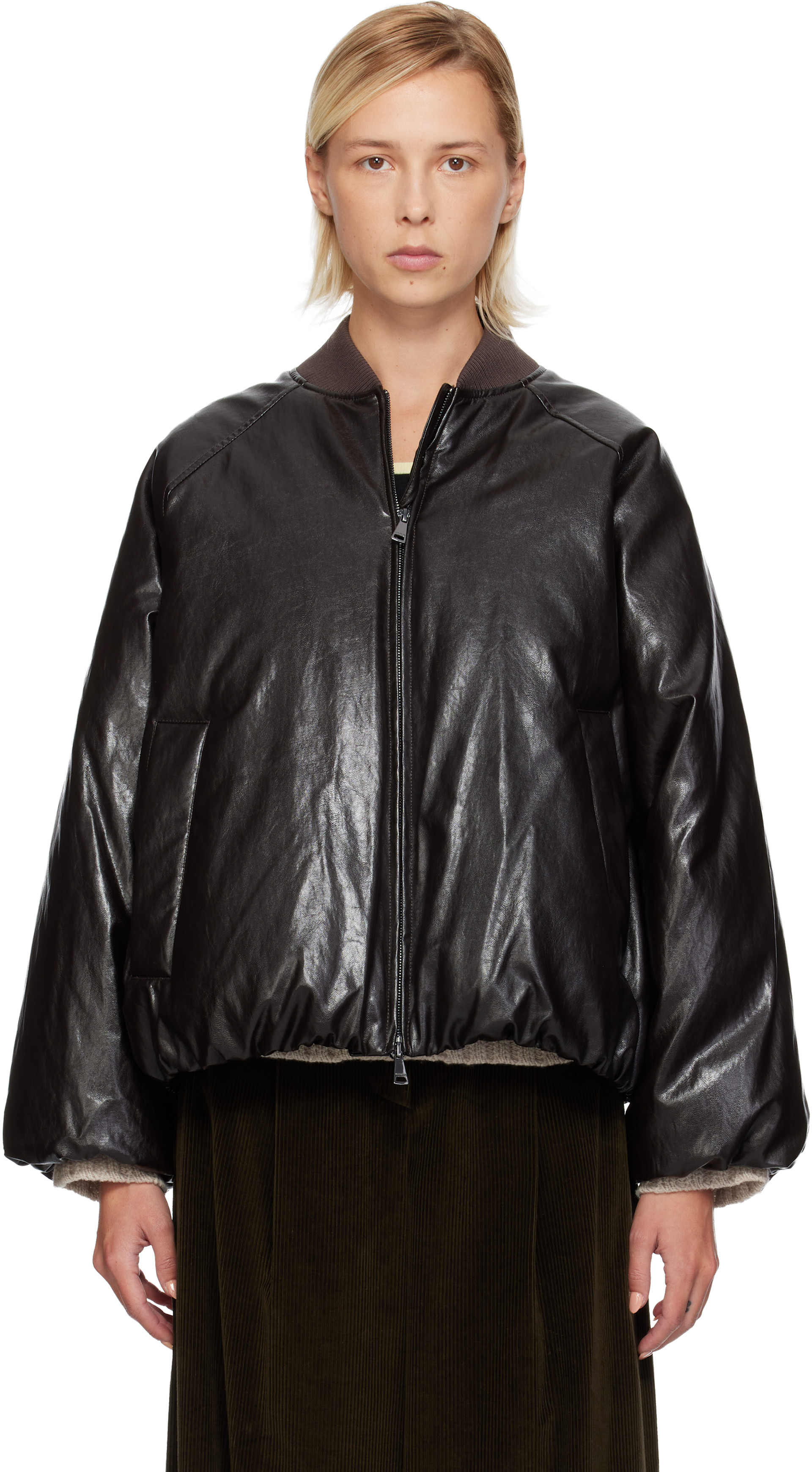 MaxMara Weekend Line 黒レザージャケット　本革　ブラック ウィメンズ用 Weekend Max Mara レザー ジャケット | SSENSE 日本
