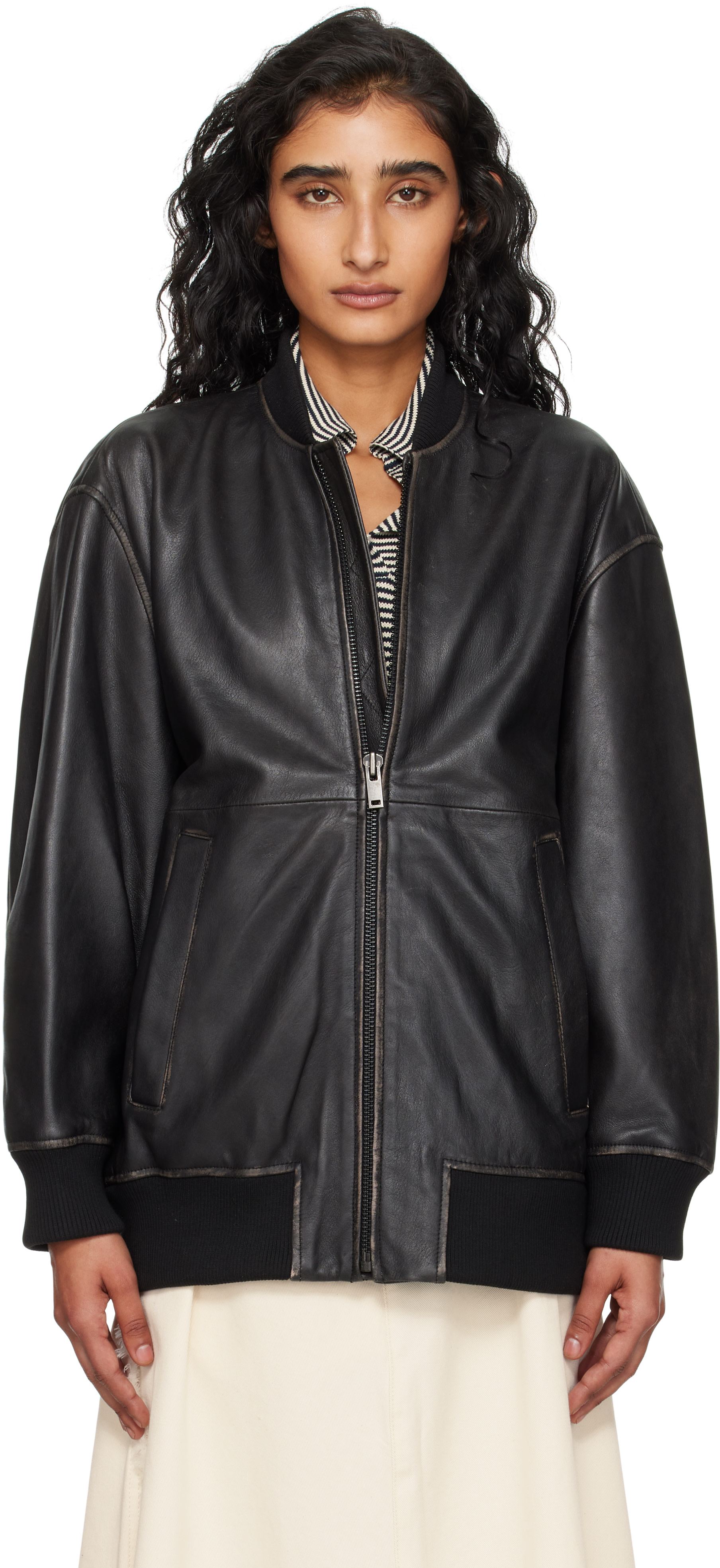 売り切りセール　ロンハーマン 黒 レザージャケット S Ron Herman California Cow Leather Sports Jacket New Arrival News