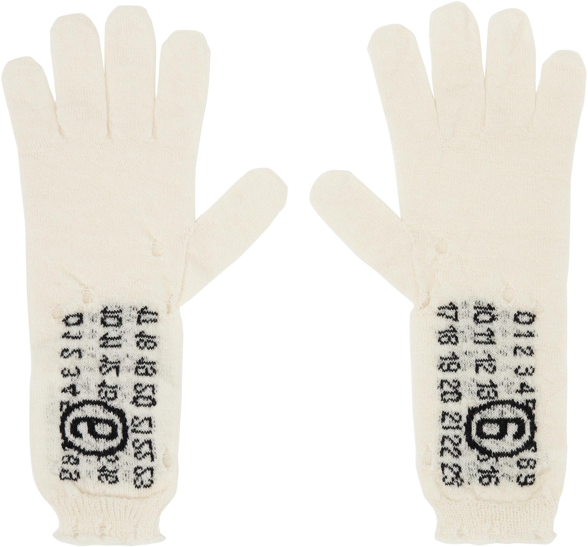 MM6 Maison Margiela: Off-White Wool Gloves | SSENSE Canada
