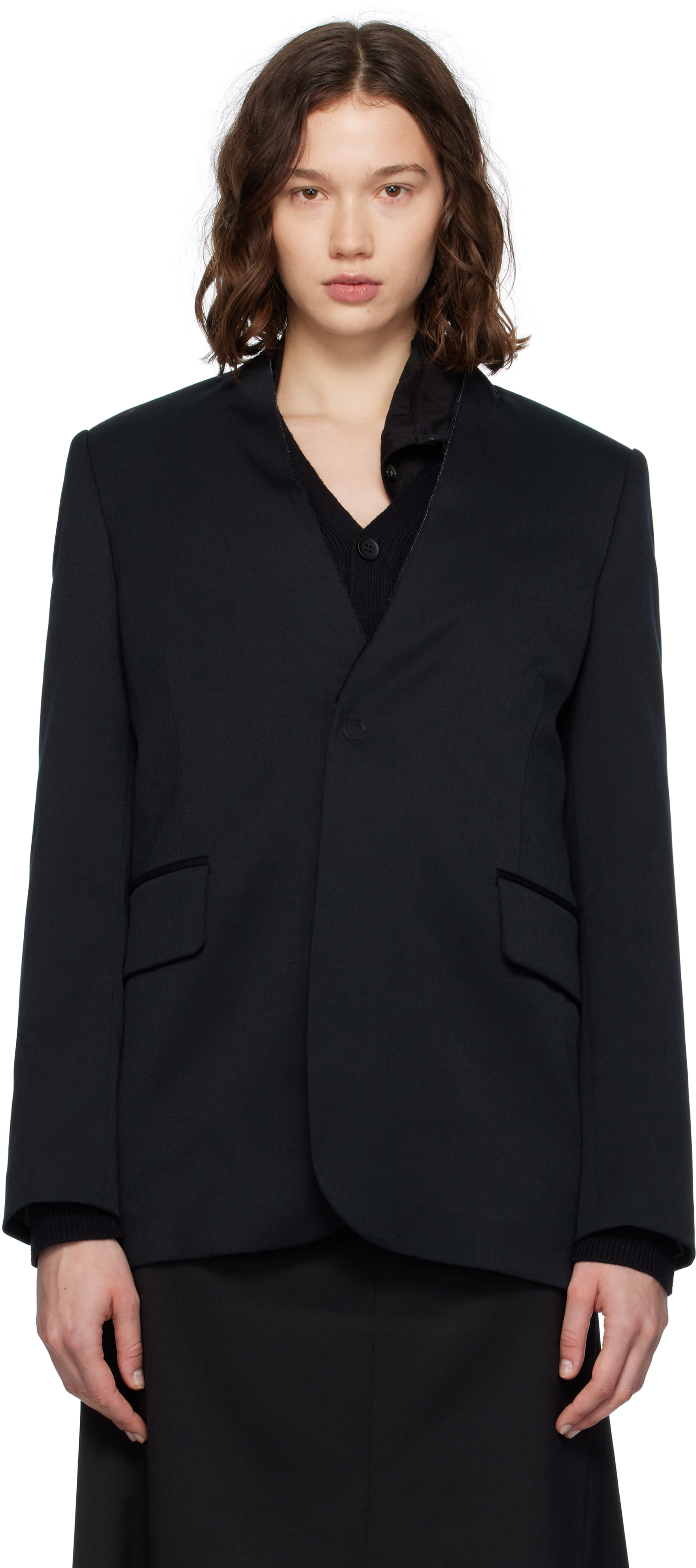 【即売❗️】MM6 Maison Margielaテーラードジャケットブラック36 ウィメンズ用 MM6 Maison Margiela テーラードジャケット | SSENSE 日本
