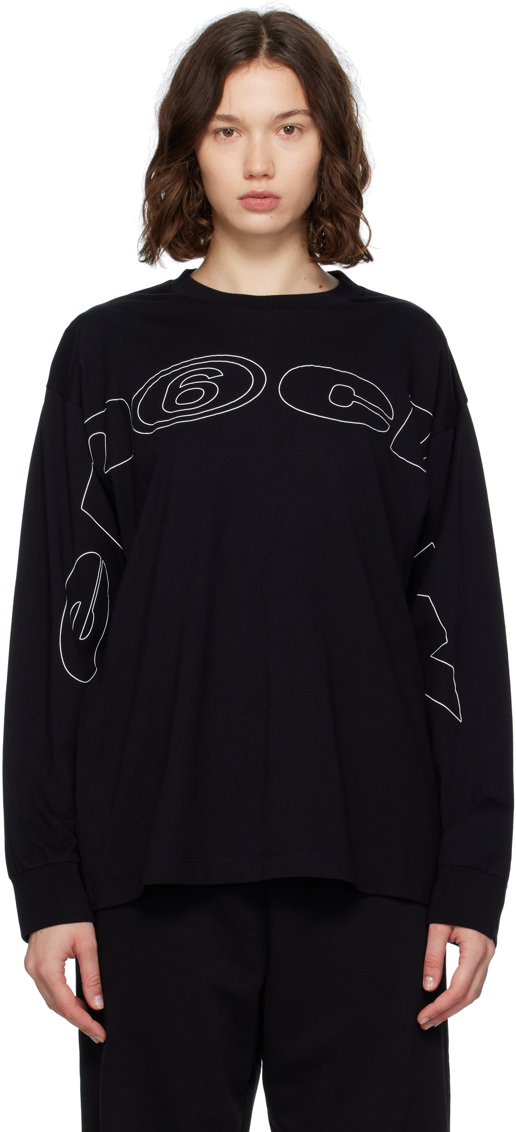MM6 Maison Margiela: ブラック 長袖Tシャツ | SSENSE 日本