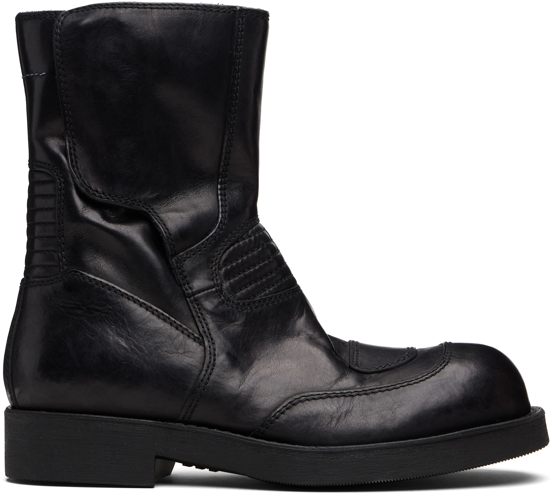 MM6 Maison Margiela: Black Biker Boots | SSENSE