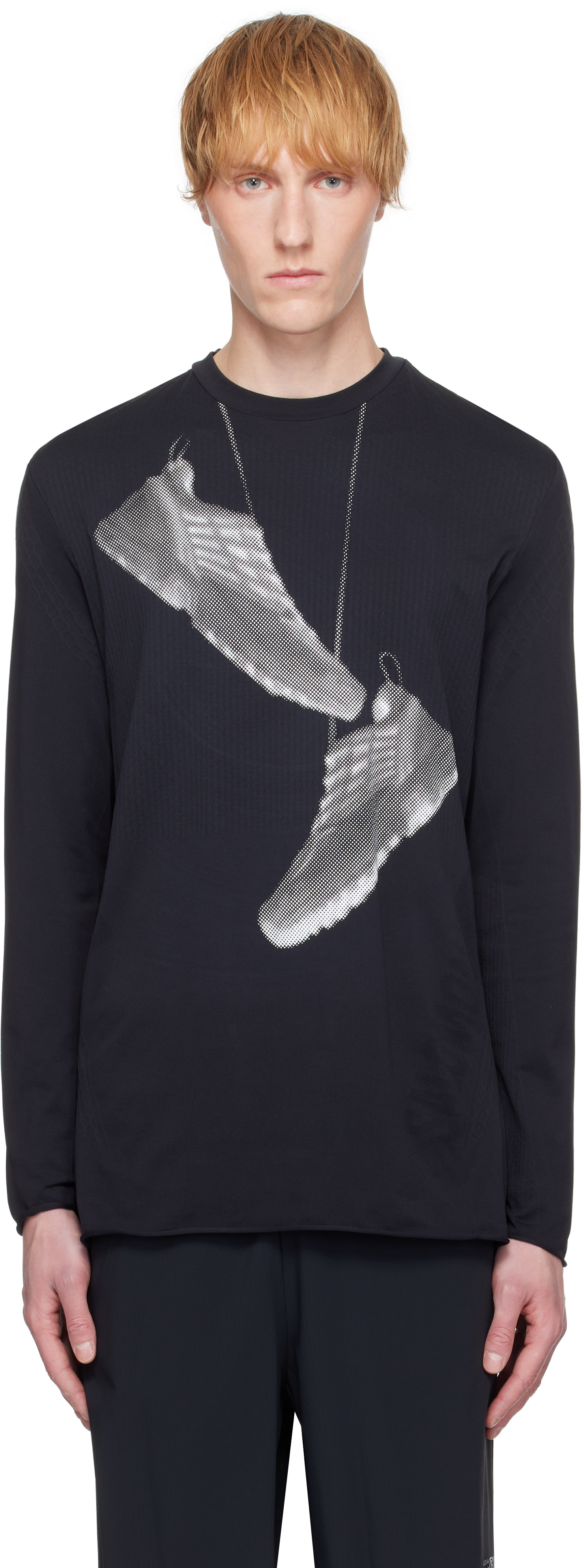 MM6 Maison Margiela: Black Salomon Edition Sneaker Print T-shirt