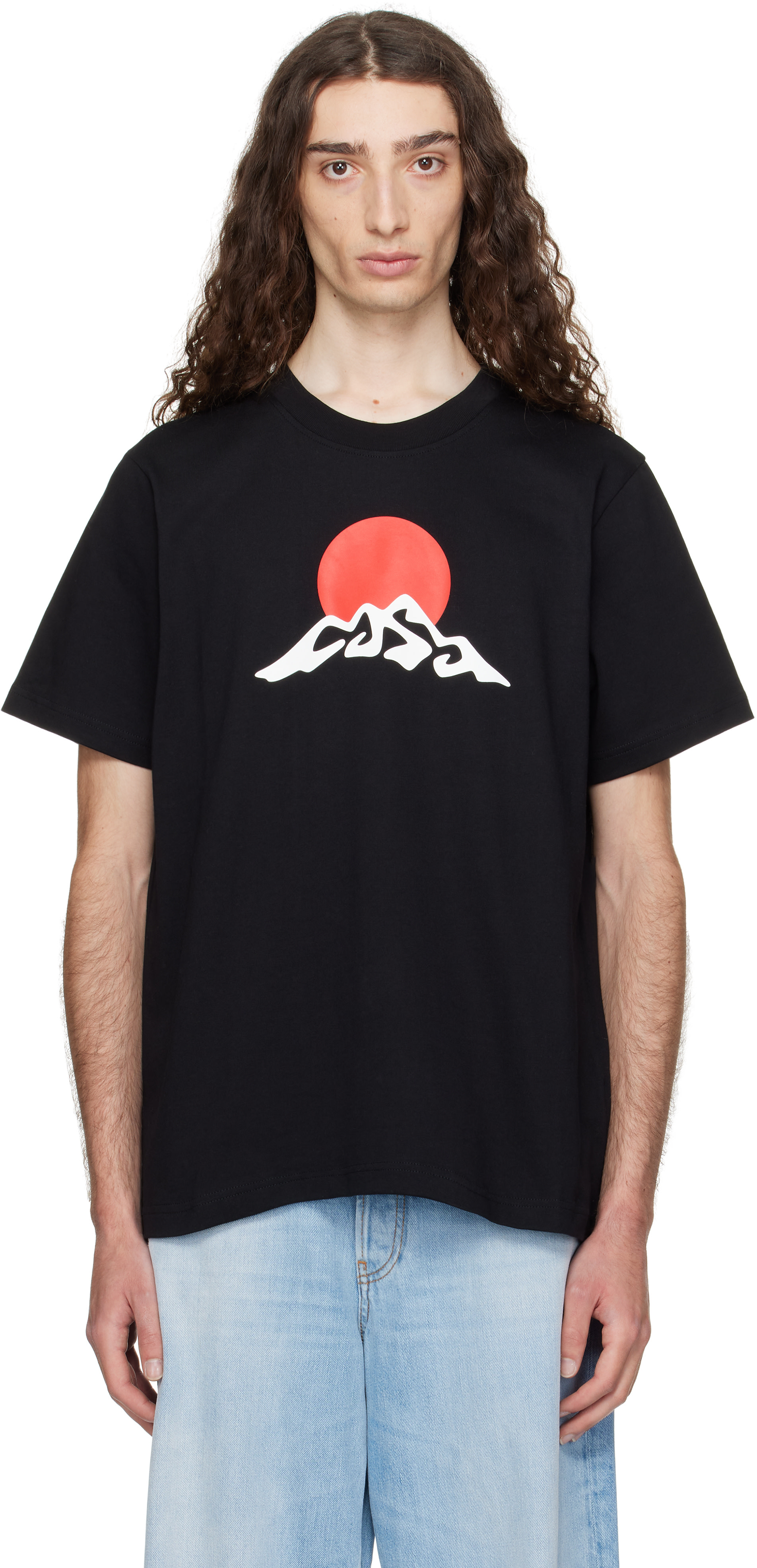 Casablanca: Black Montagne Snow Print T-shirt | SSENSE