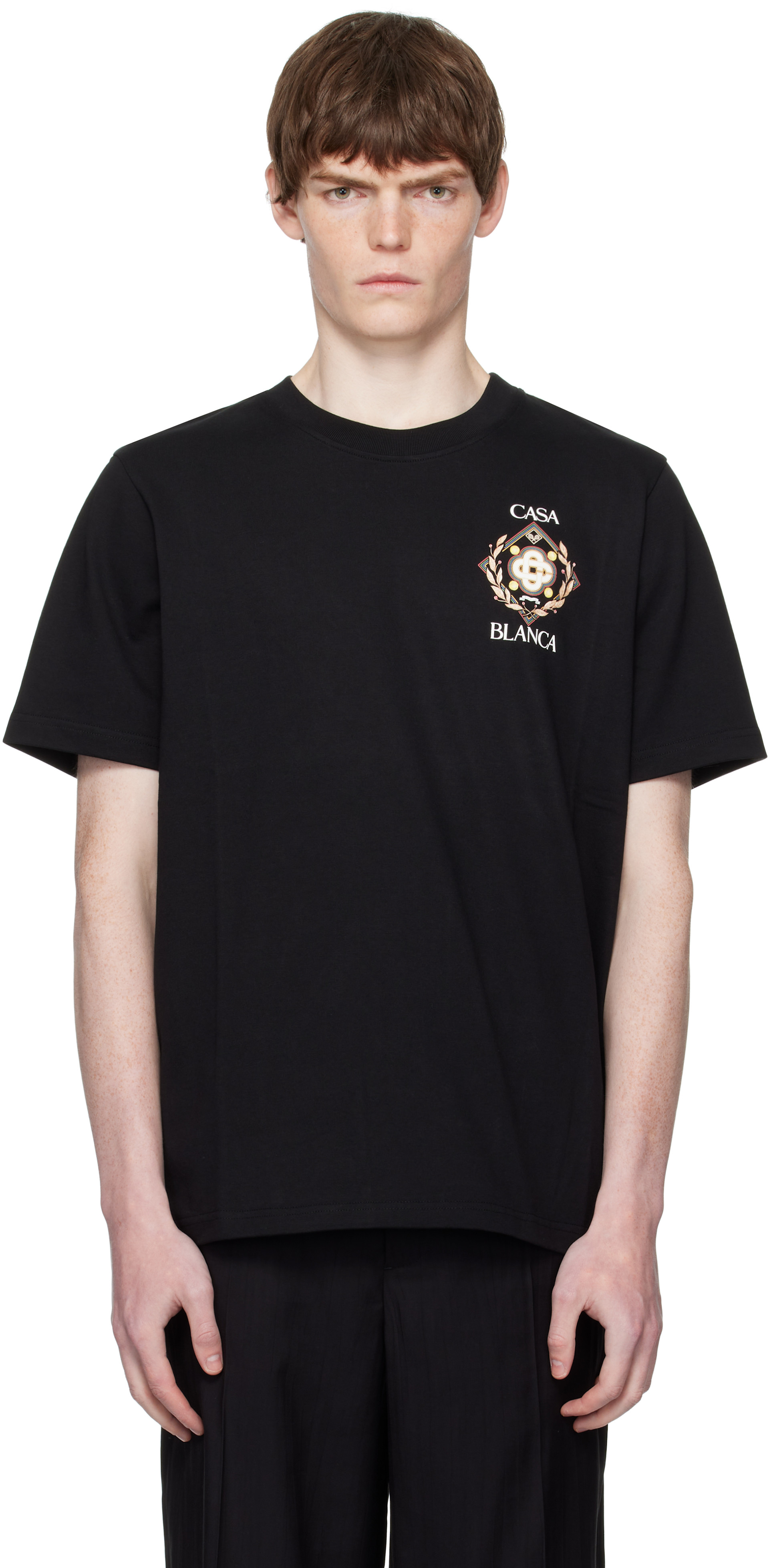 CASA BLANCA ブラック Tシャツ　Sサイズ Casablanca: Black Tennis Club Icon Short-Sleeve T-Shirt | SSENSE