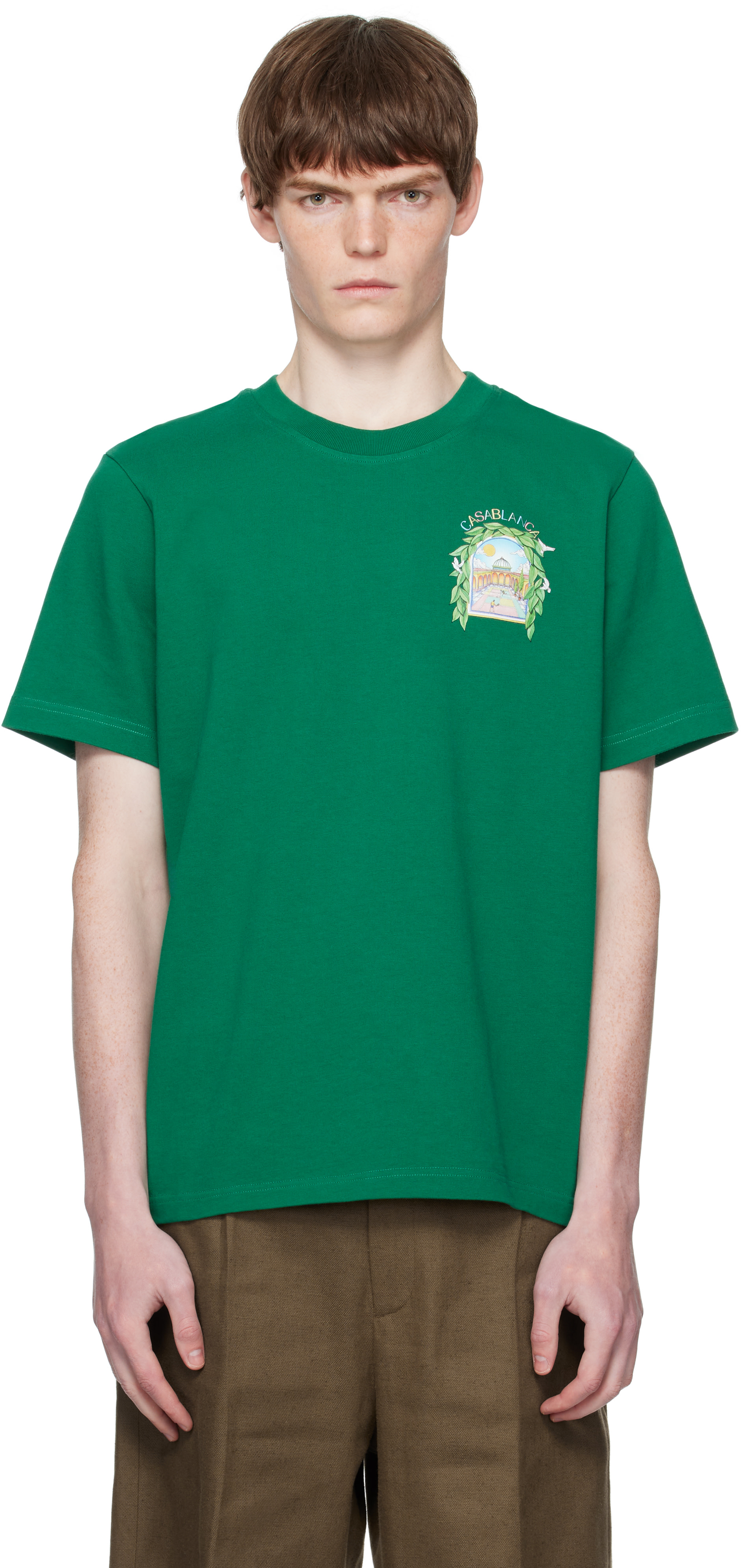 Casablanca: Green L'Arche De Tennis Short-Sleeve T-Shirt | SSENSE