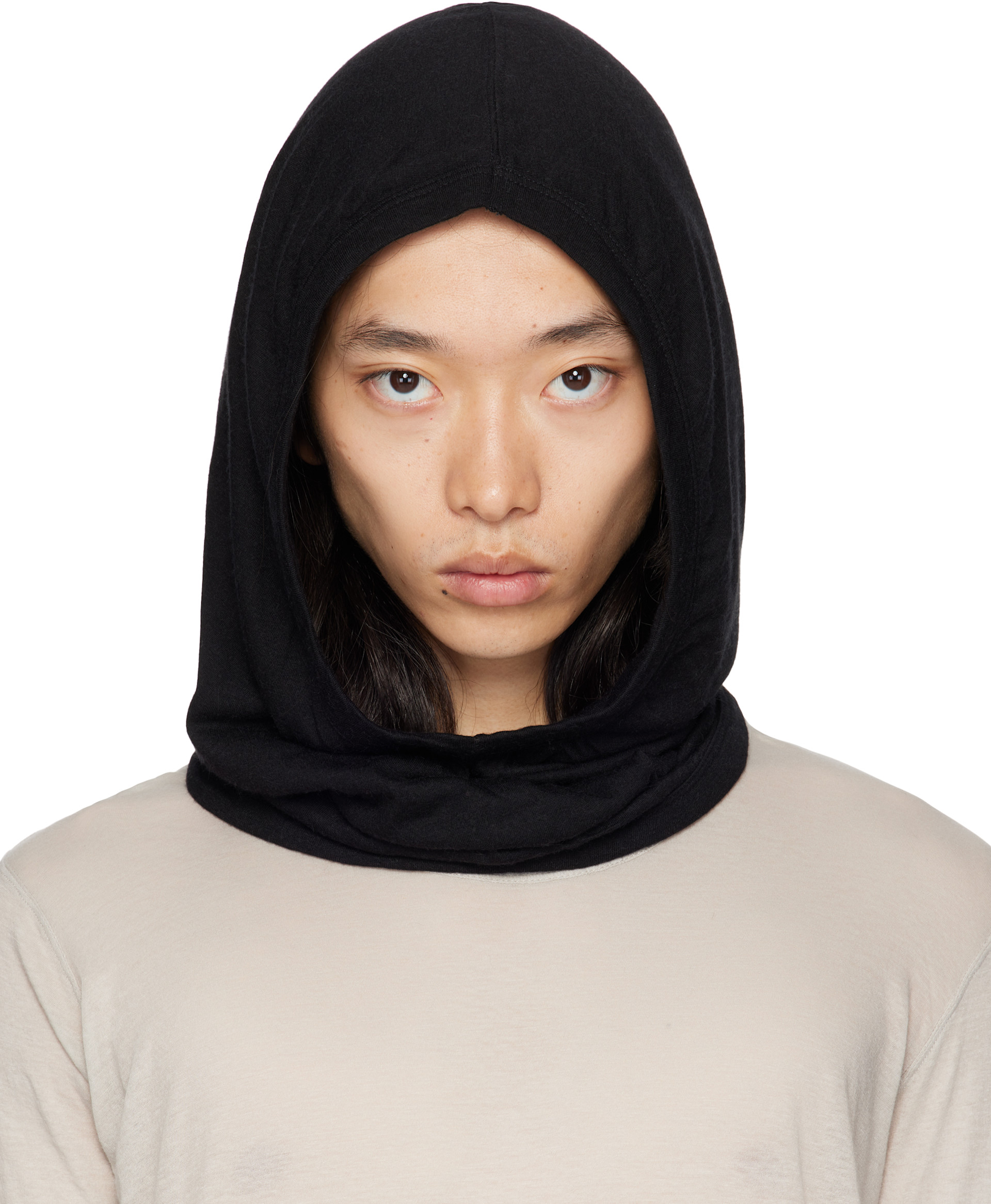 Rick Owens: Black Concordians Knit Hood | SSENSE
