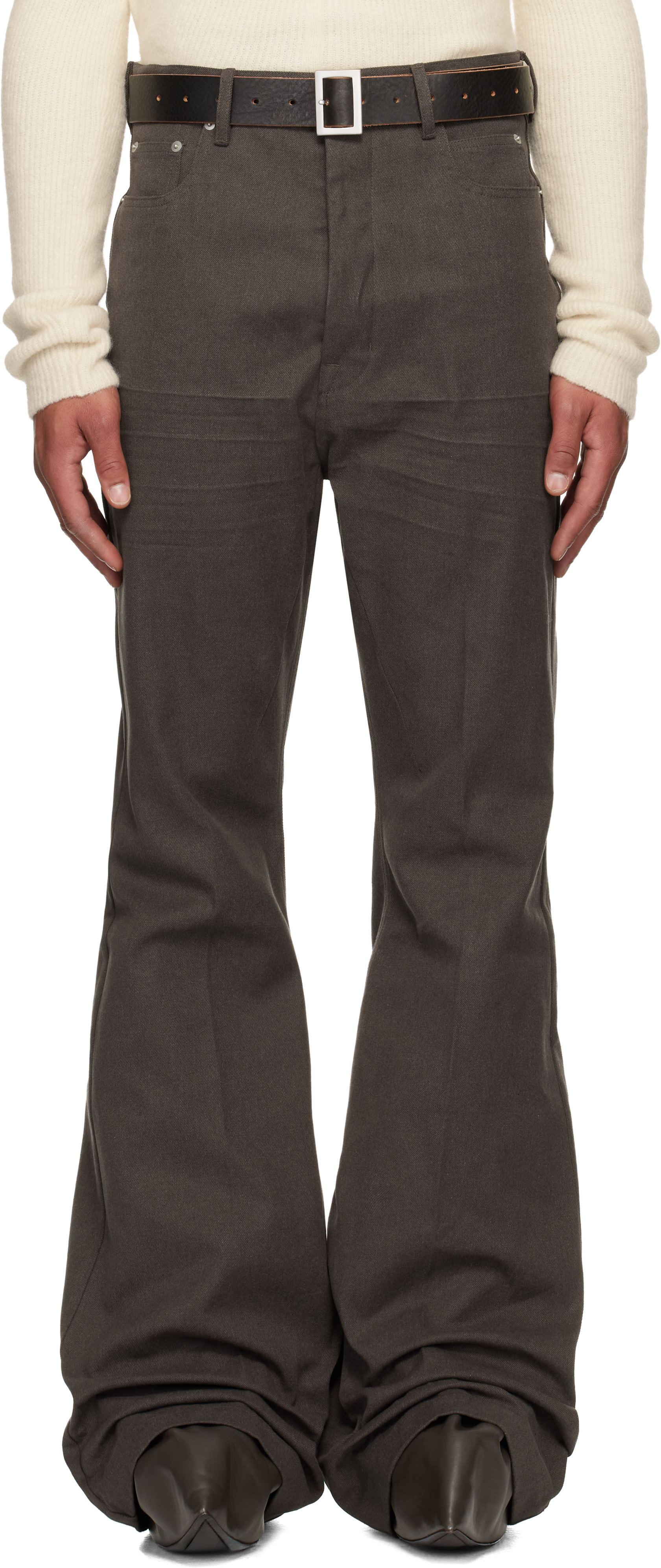 Rick Owens: Brown Concordians Bolan Jeans | SSENSE