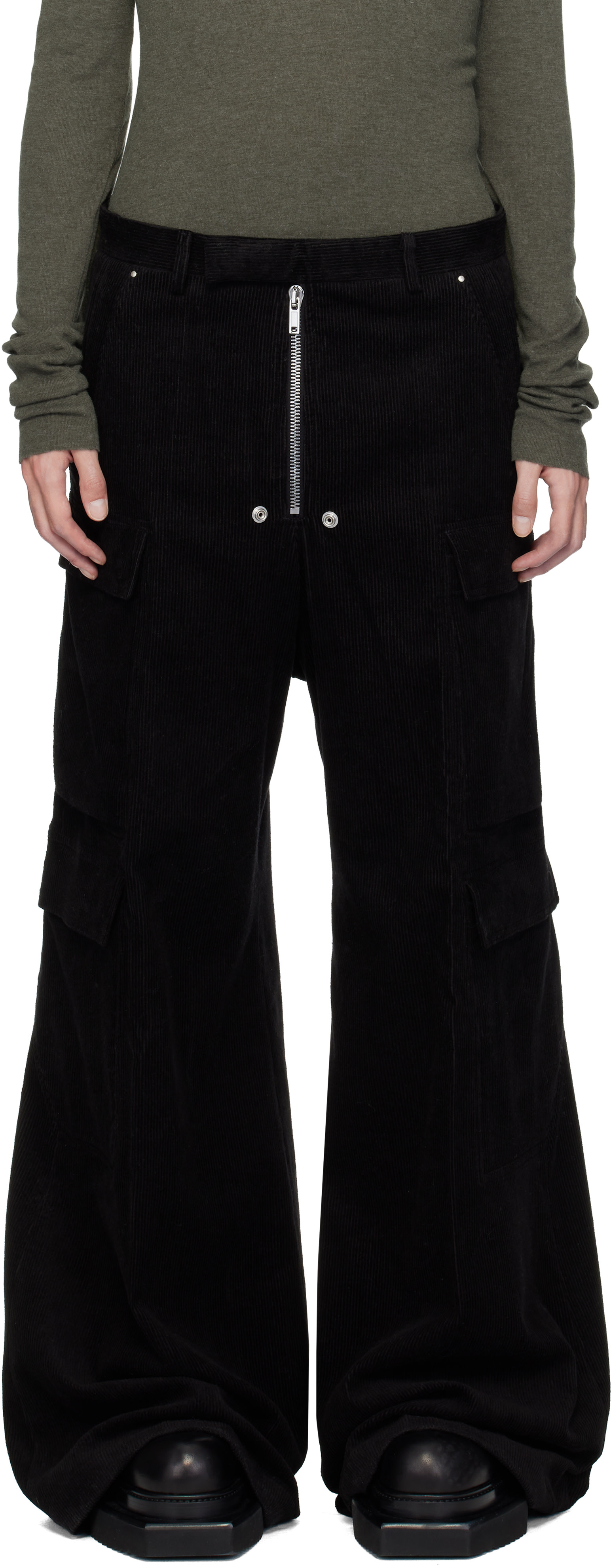 Rick Owens: Black Concordians Tailored Cargobelas Cargo Pants | SSENSE
