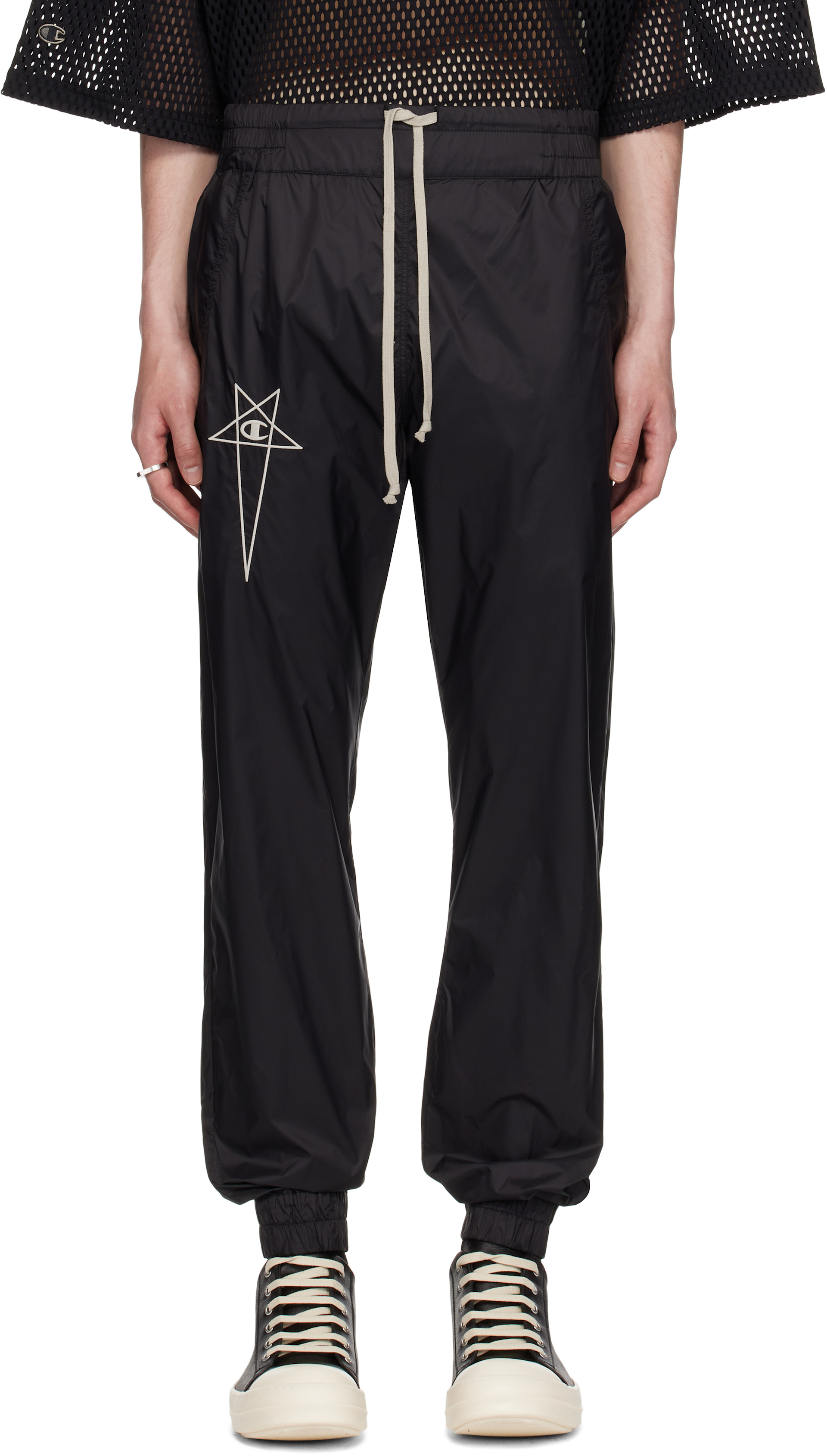 リックオウエンス　スウェットパンツ Rick Owens: ブラック Championエディション Joggers スウェットパンツ