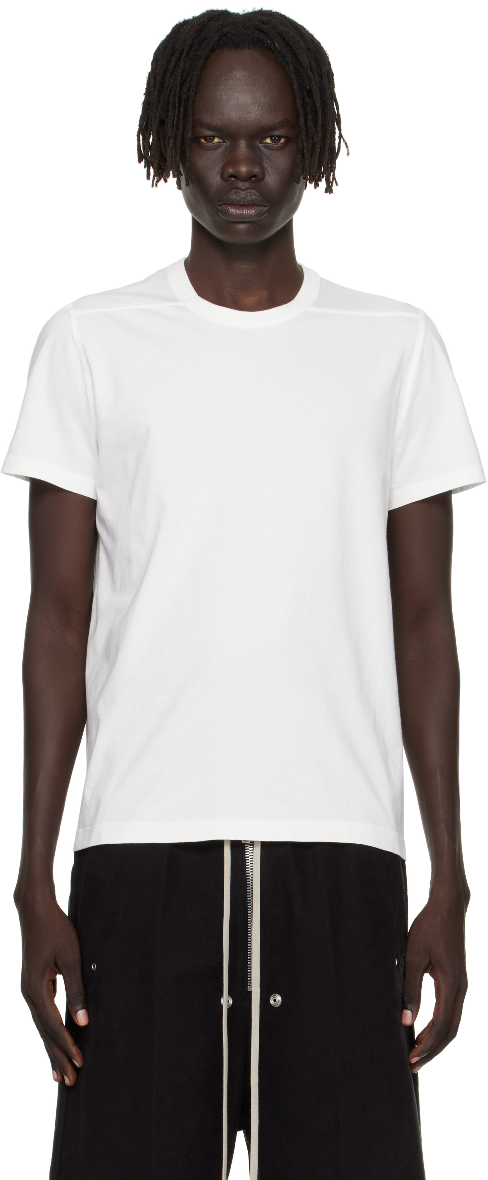 Rick Owens ホワイトコットンTシャツ Rick Owens - Slim-Fit Cotton-Jersey T-Shirt - Neutrals Rick Owens