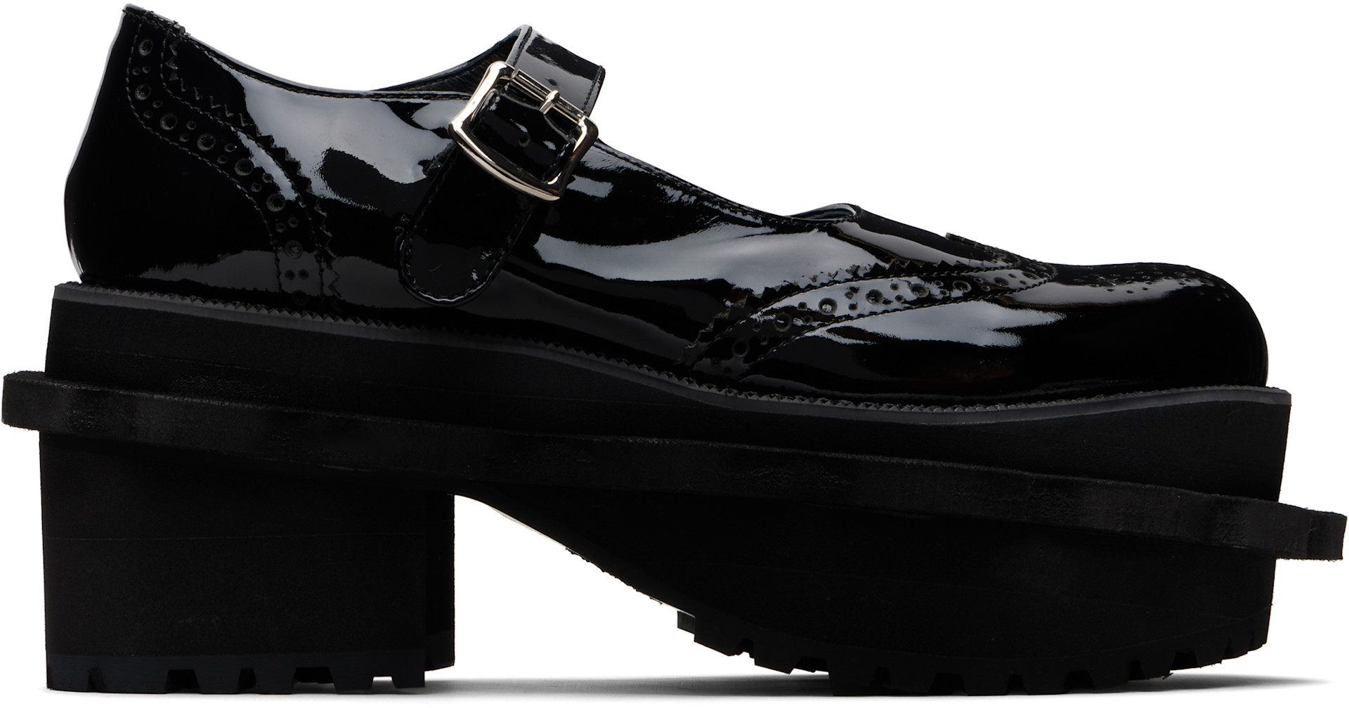 靴 tao COMME des GARCONS Tao Comme Des Garçons: Black Platform Ballerina Flats | SSENSE