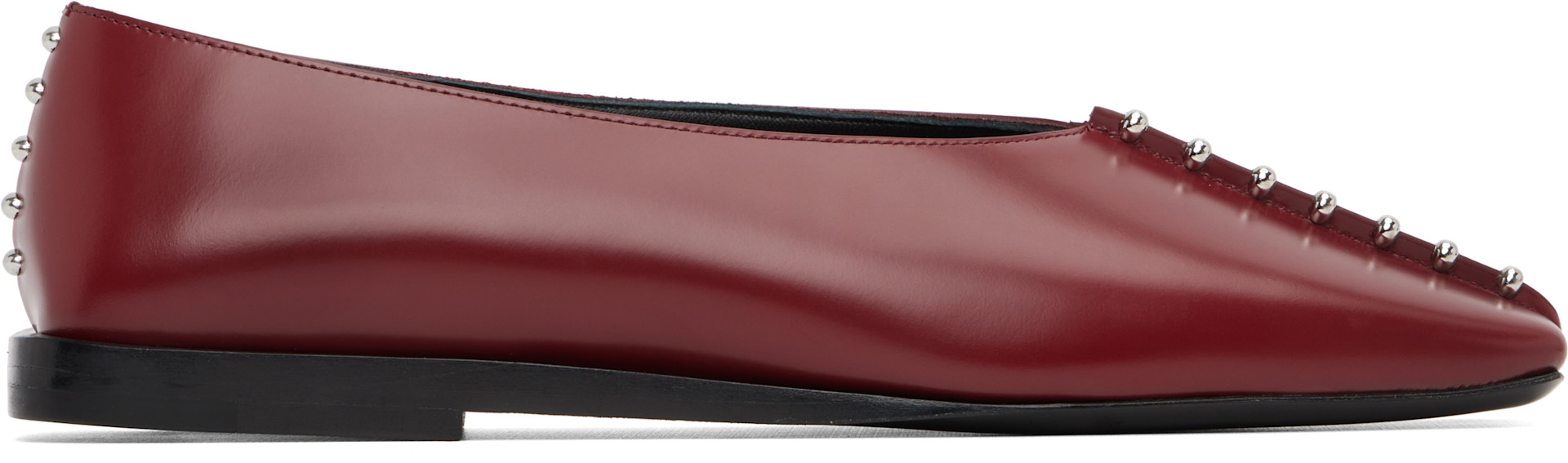 ジルサンダーJIL SANDERバレリーナ ダークレッド40 Jil Sander: Red Leather Ballerina Flats | SSENSE