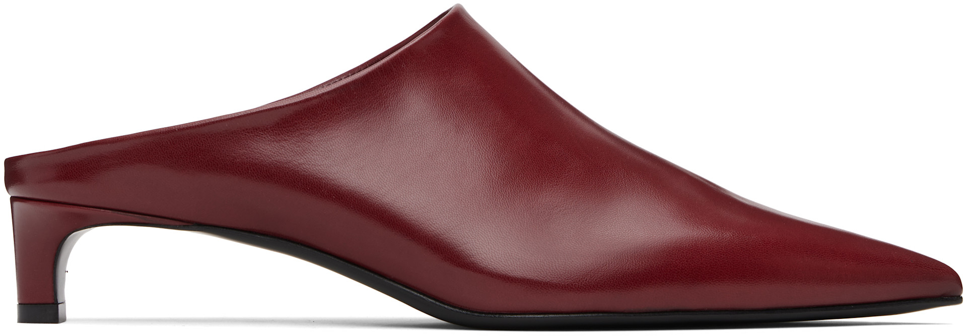 Jil Sander: Red Pointed Toe Mule Heels | SSENSE