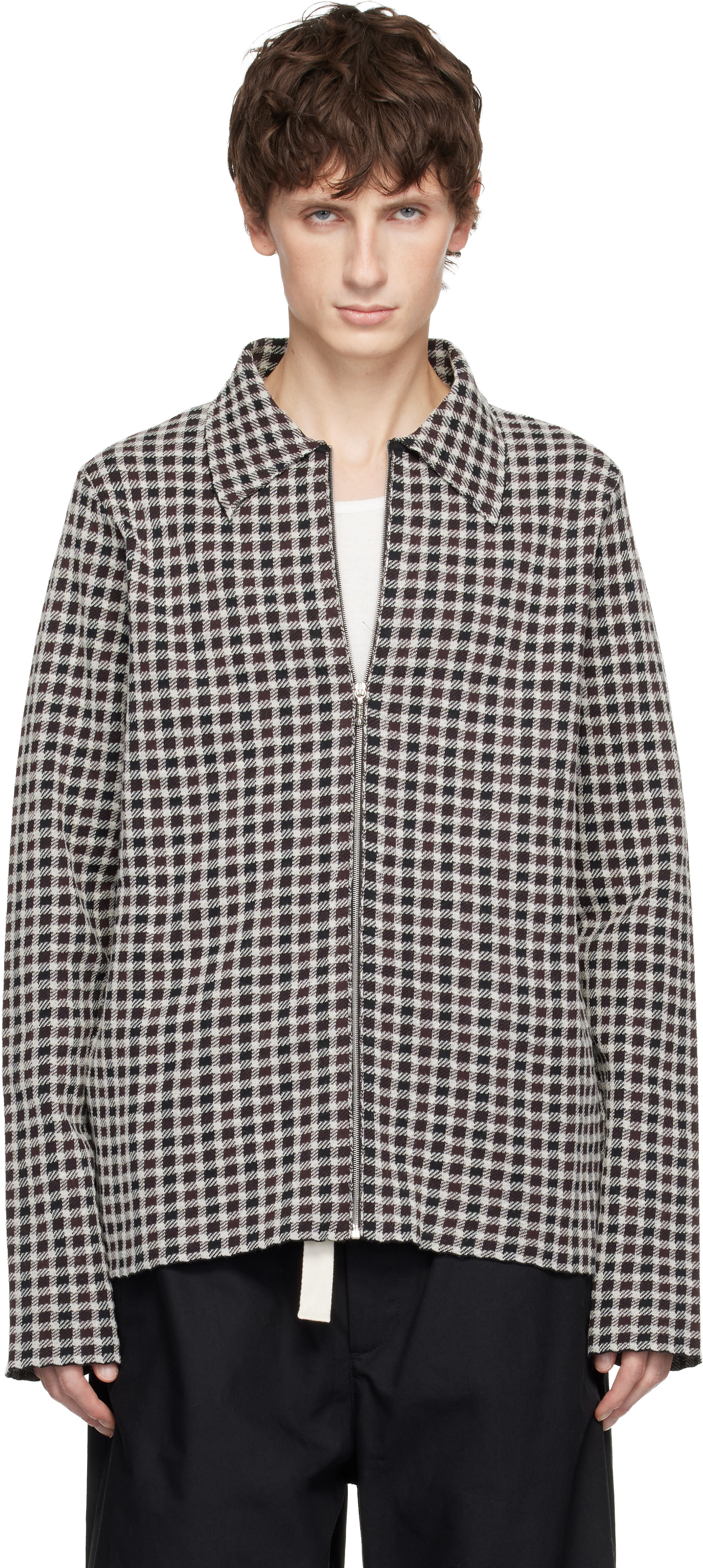 Jil Sander: Gray Wool Blend Zip-Up Shirt | SSENSE Jil Sander: Gray Wool Blend Zip-Up Shirt | SSENSE