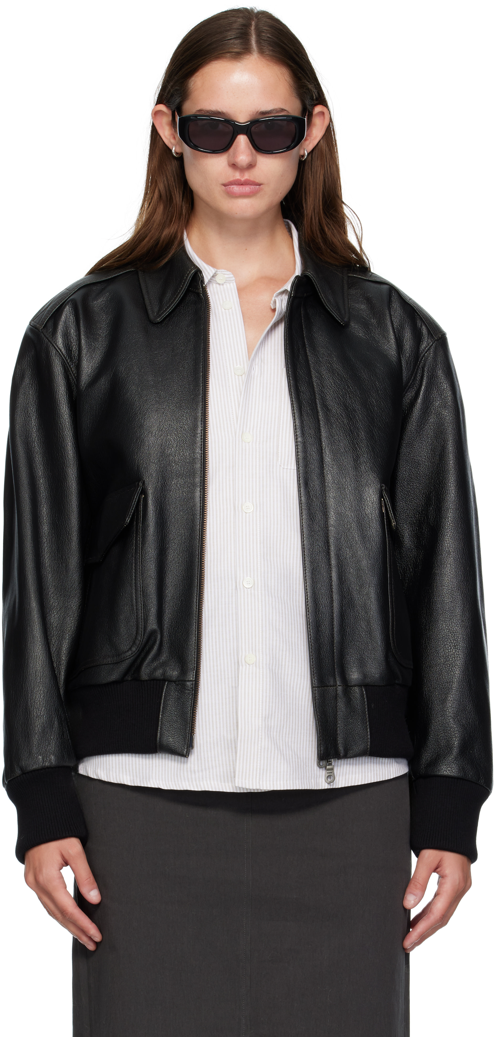23AW LEATHER JACKET A2 カウレザー ジャケット COOR: Black A2 Leather Jacket | SSENSE Canada