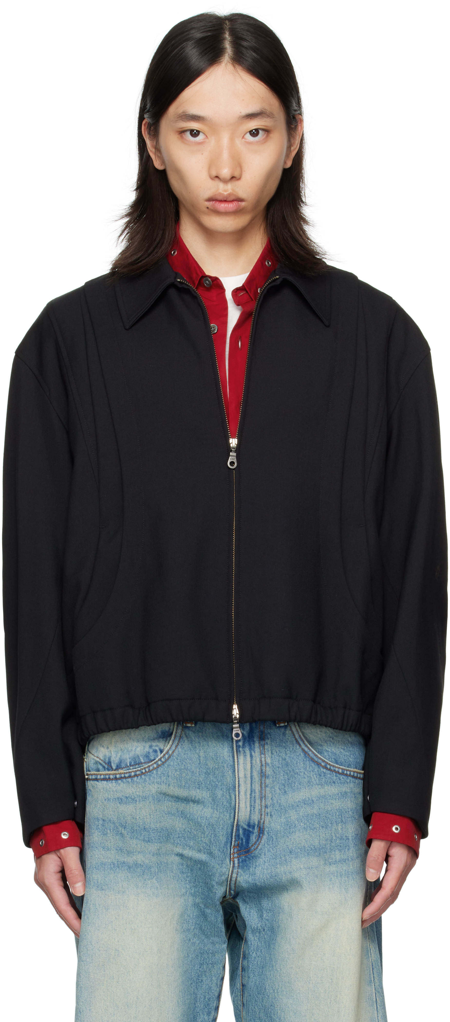 COOR: Black Wool Blouson Jacket | SSENSE Norway