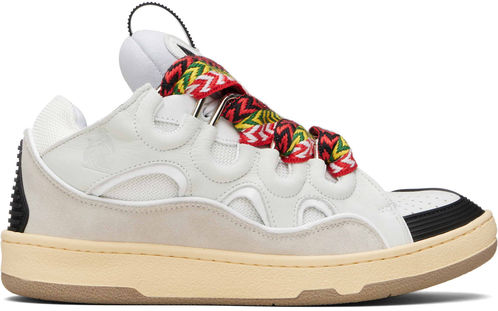 Lanvin: Off-White & Black Leather Curb Sneakers | SSENSE Canada